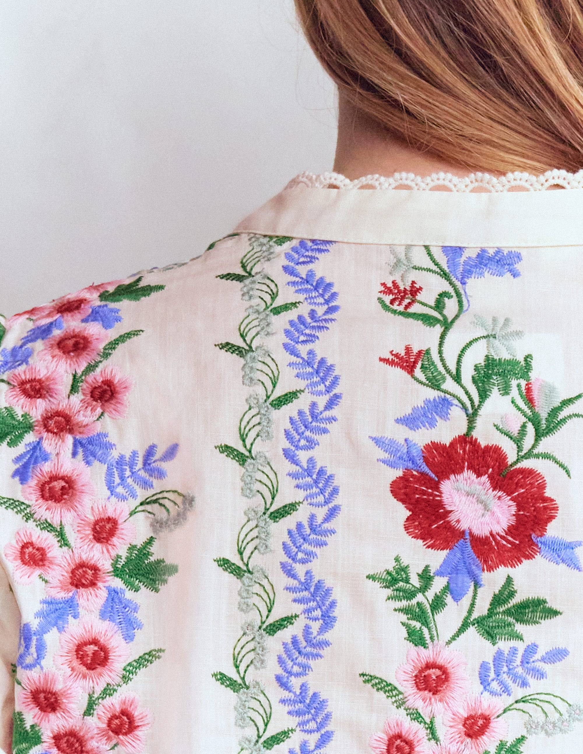 Embroidered Notch Neck Top - Floral Embroidery | Boden Global