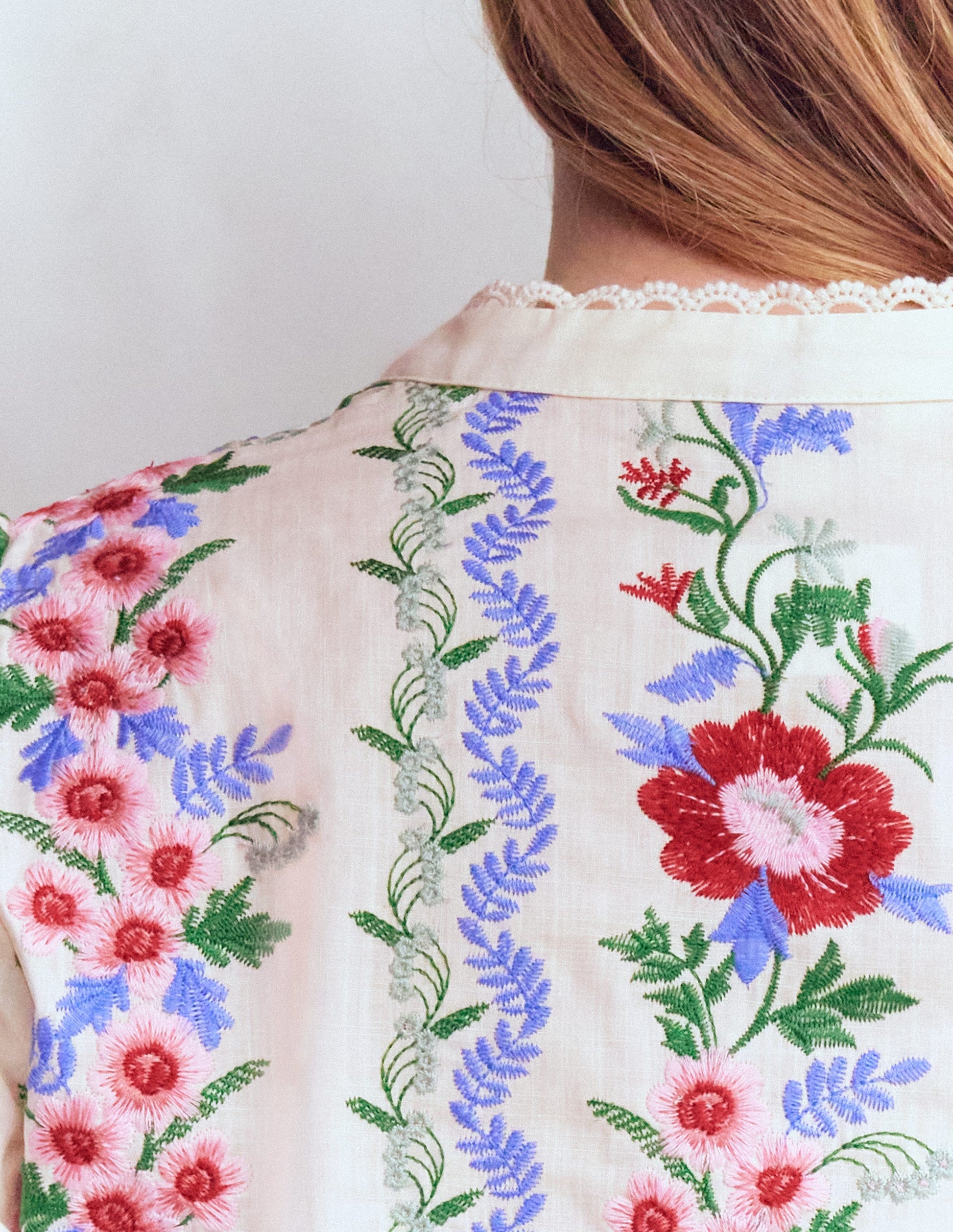 Embroidered Notch Neck Top-Floral Embroidery-5