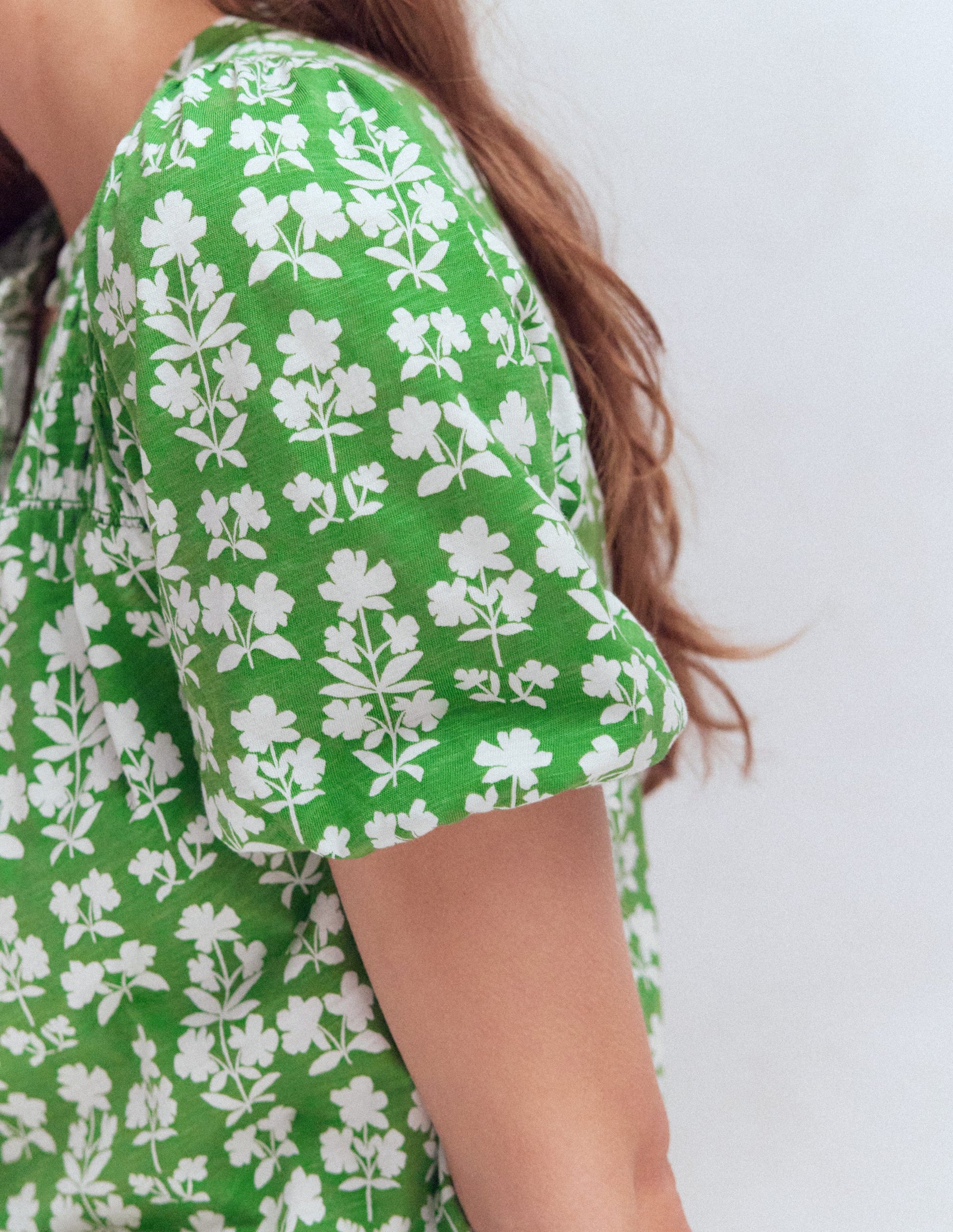 Mya Short Sleeve Smocked Shirt-Mint Green, Blossom grove-2