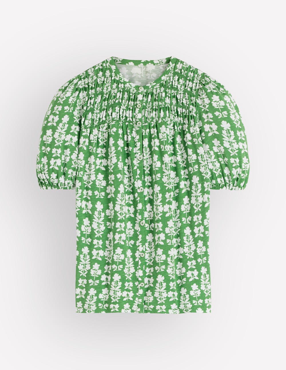 Mya Short Sleeve Smocked Shirt-Mint Green, Blossom grove-6