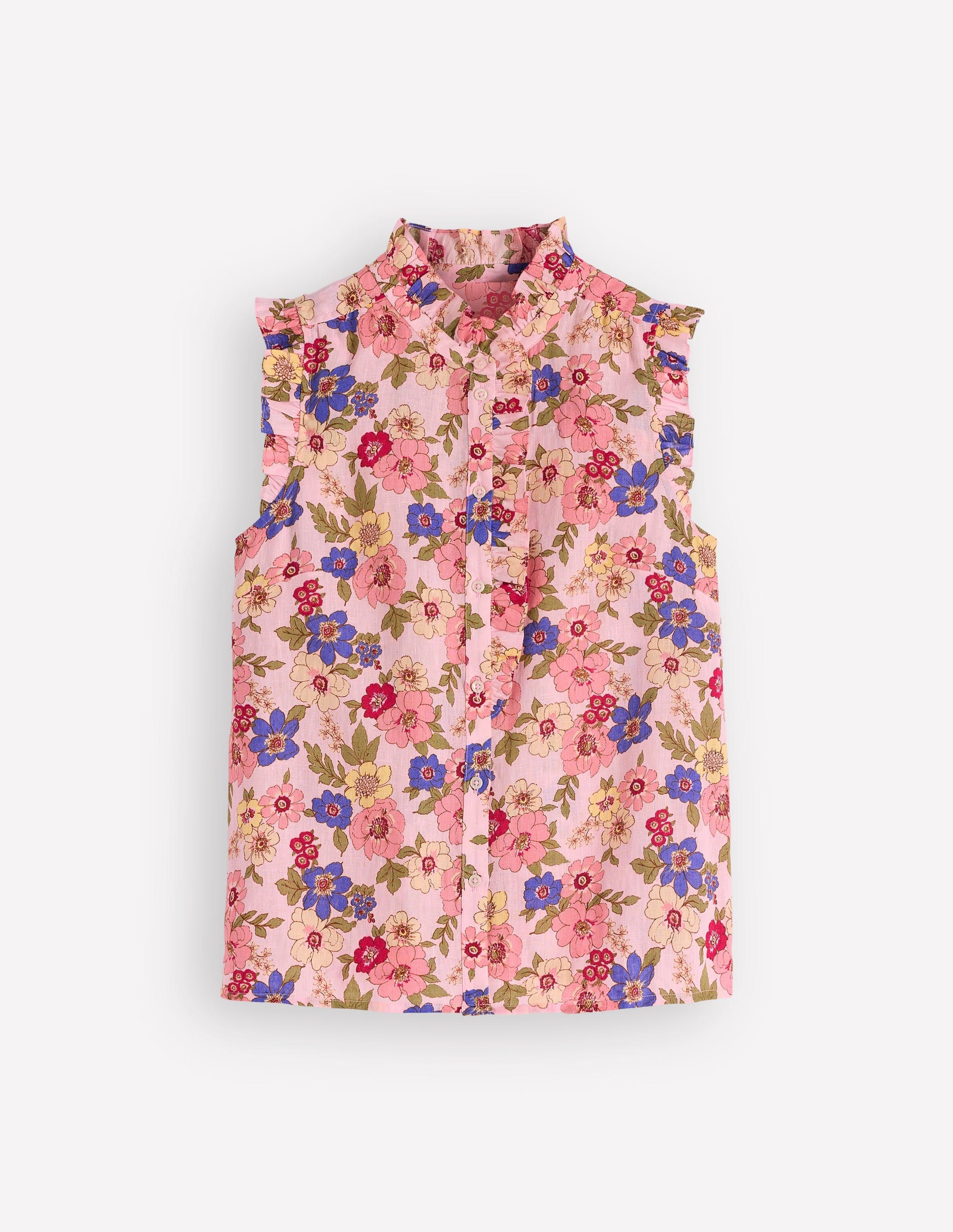 Isabel Sleeveless Linen Top-Blooming Pink, Blossomy Garden-6