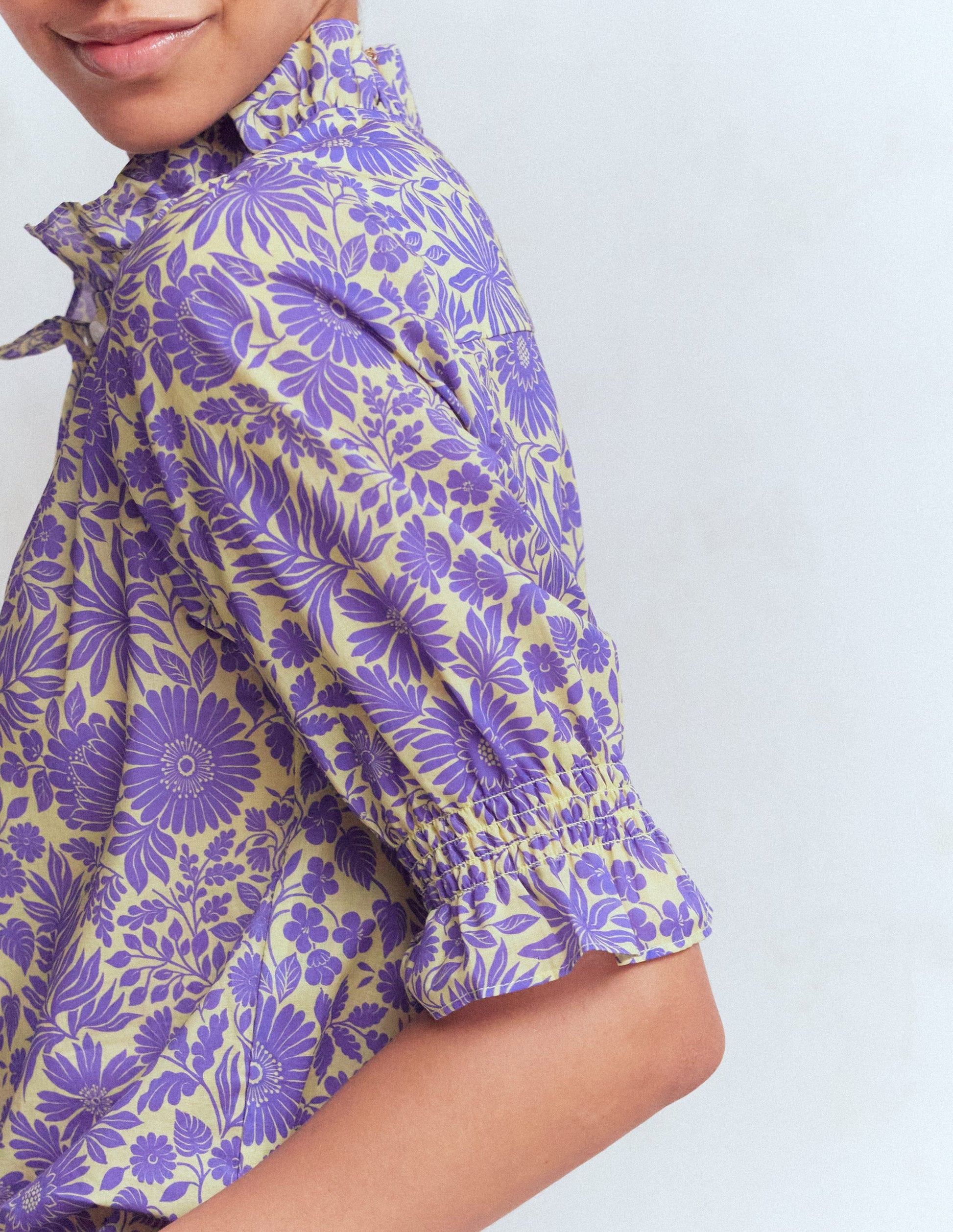 Heather Smocked Sleeve Top-Han Purple, Flowerbed Bloom-2