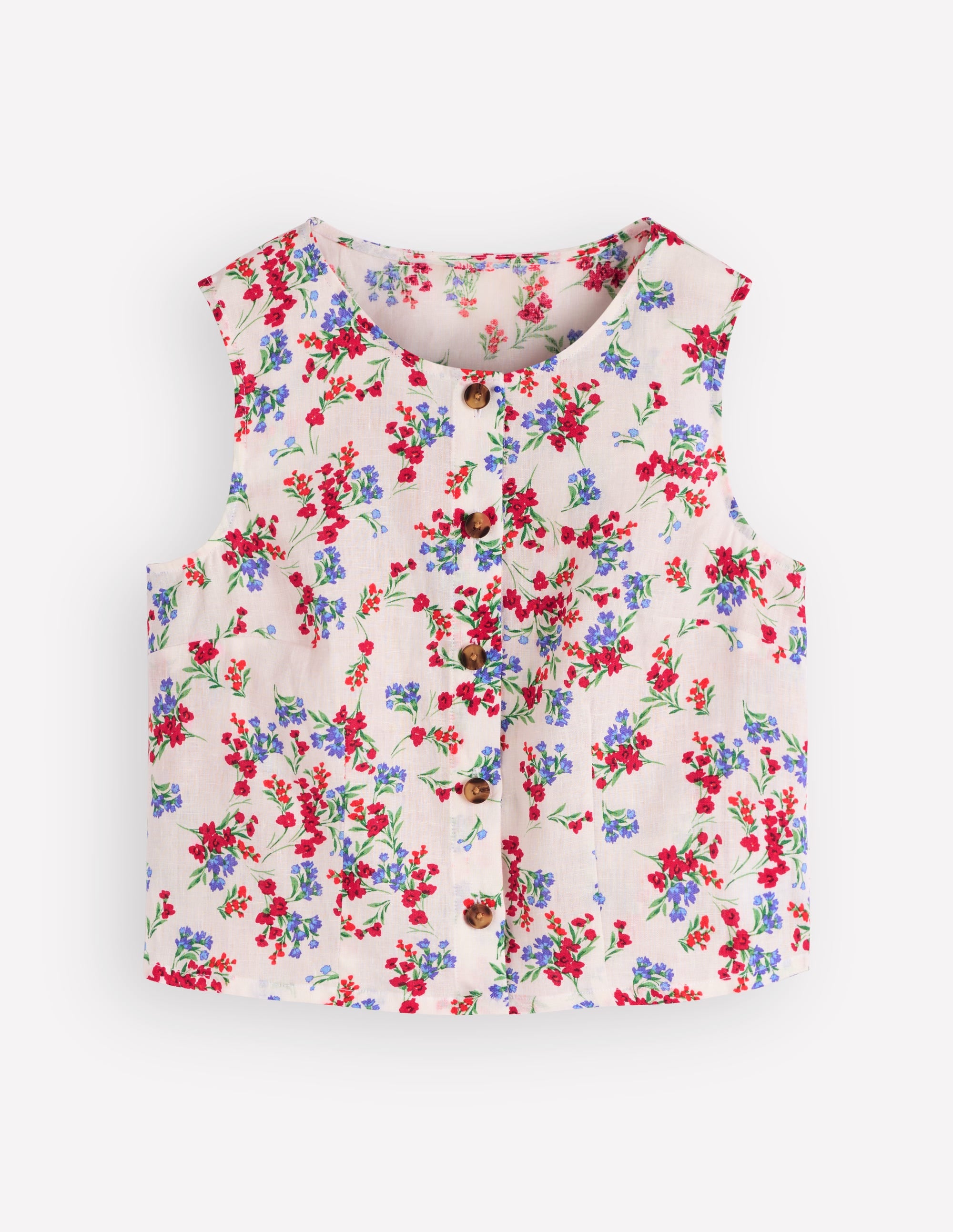 Andrea Linen Shell Top-Ivory, Bloom Scatter - Image 8