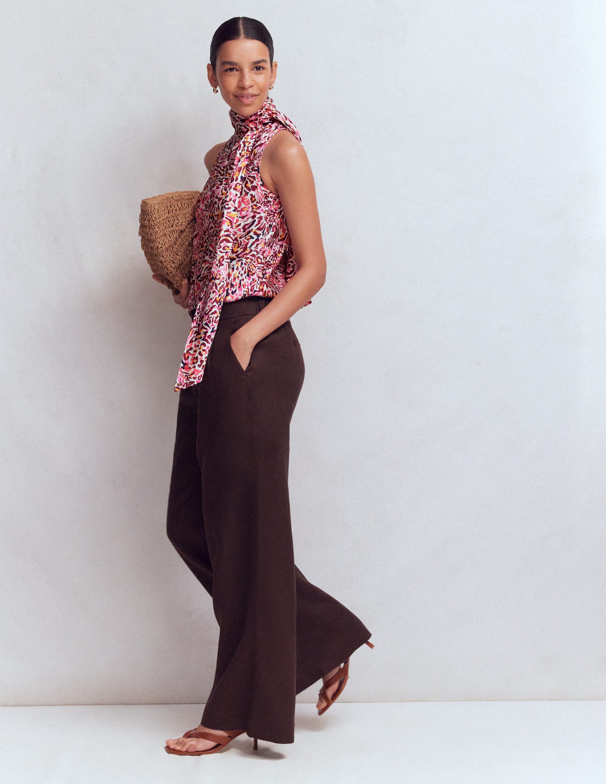 Satin Halterneck Top-Multi, Leopard Flow-2