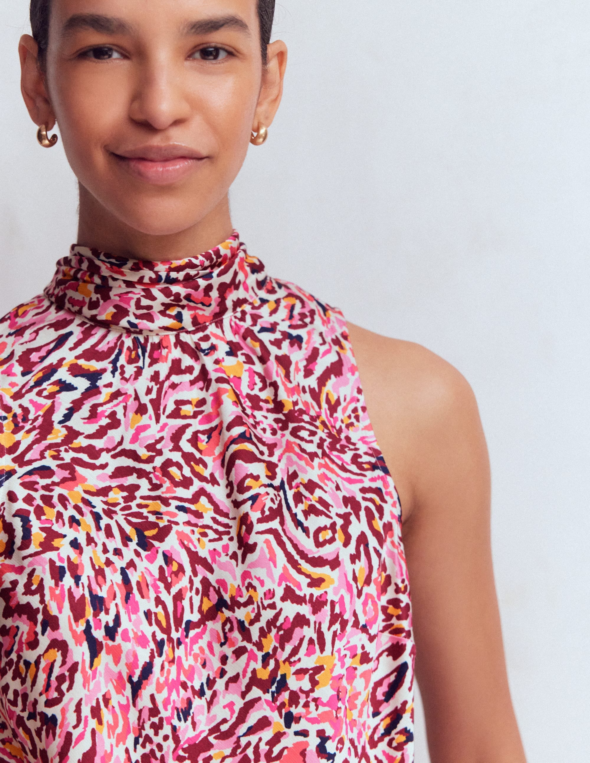 Satin Halterneck Top-Multi, Leopard Flow - Image 2