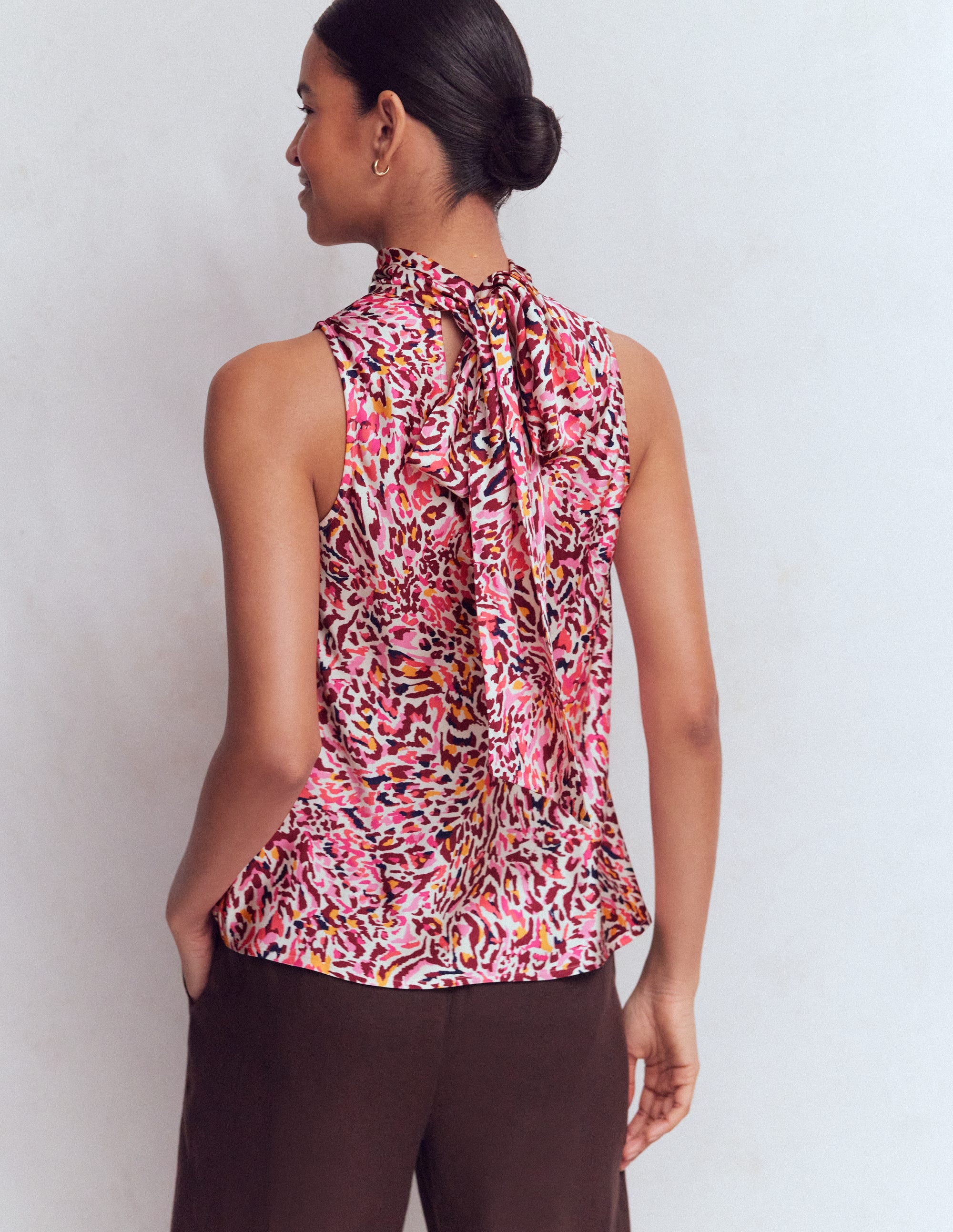 Satin Halterneck Top-Multi, Leopard Flow - Image 3