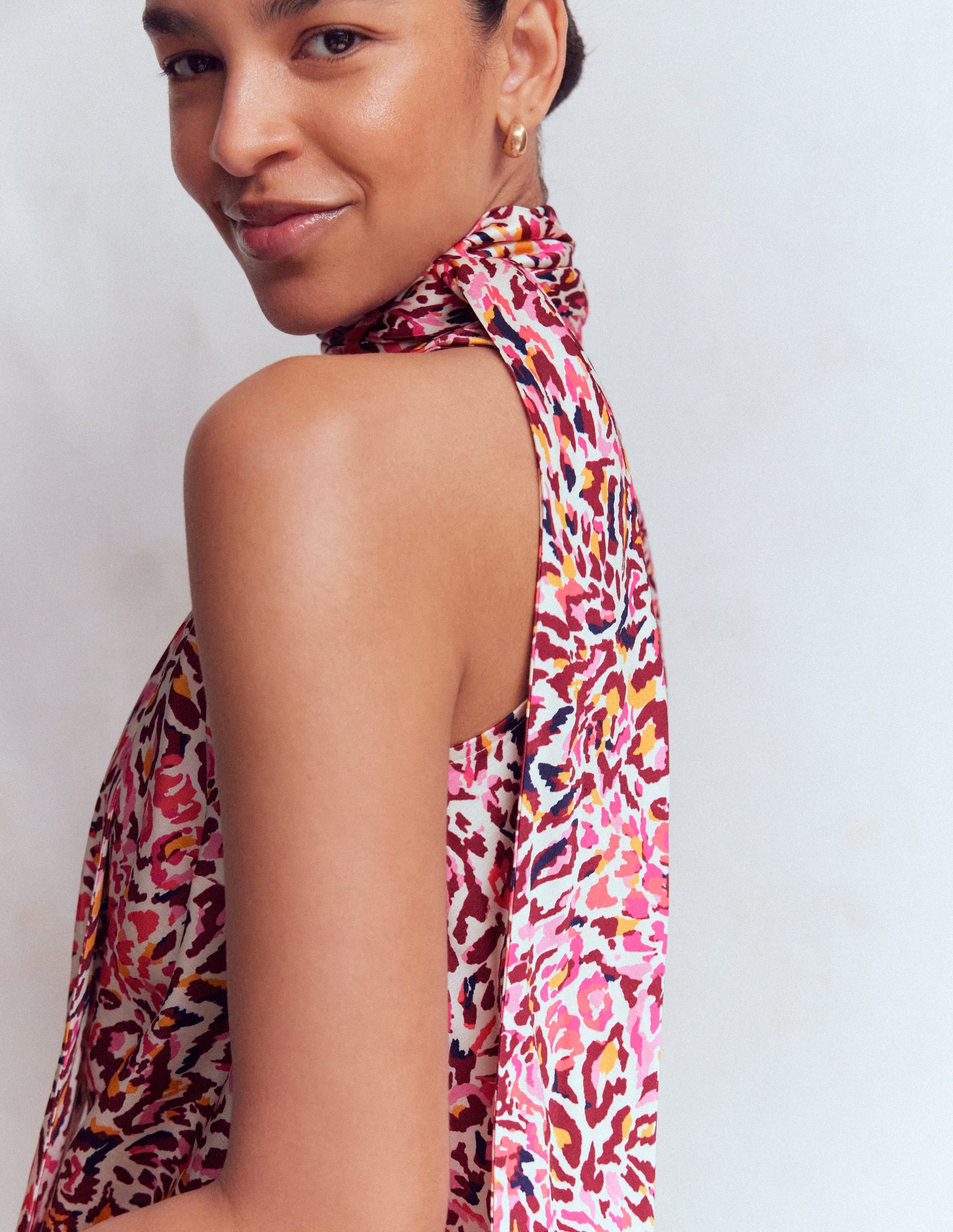 Satin Halterneck Top-Multi, Leopard Flow - Image 4