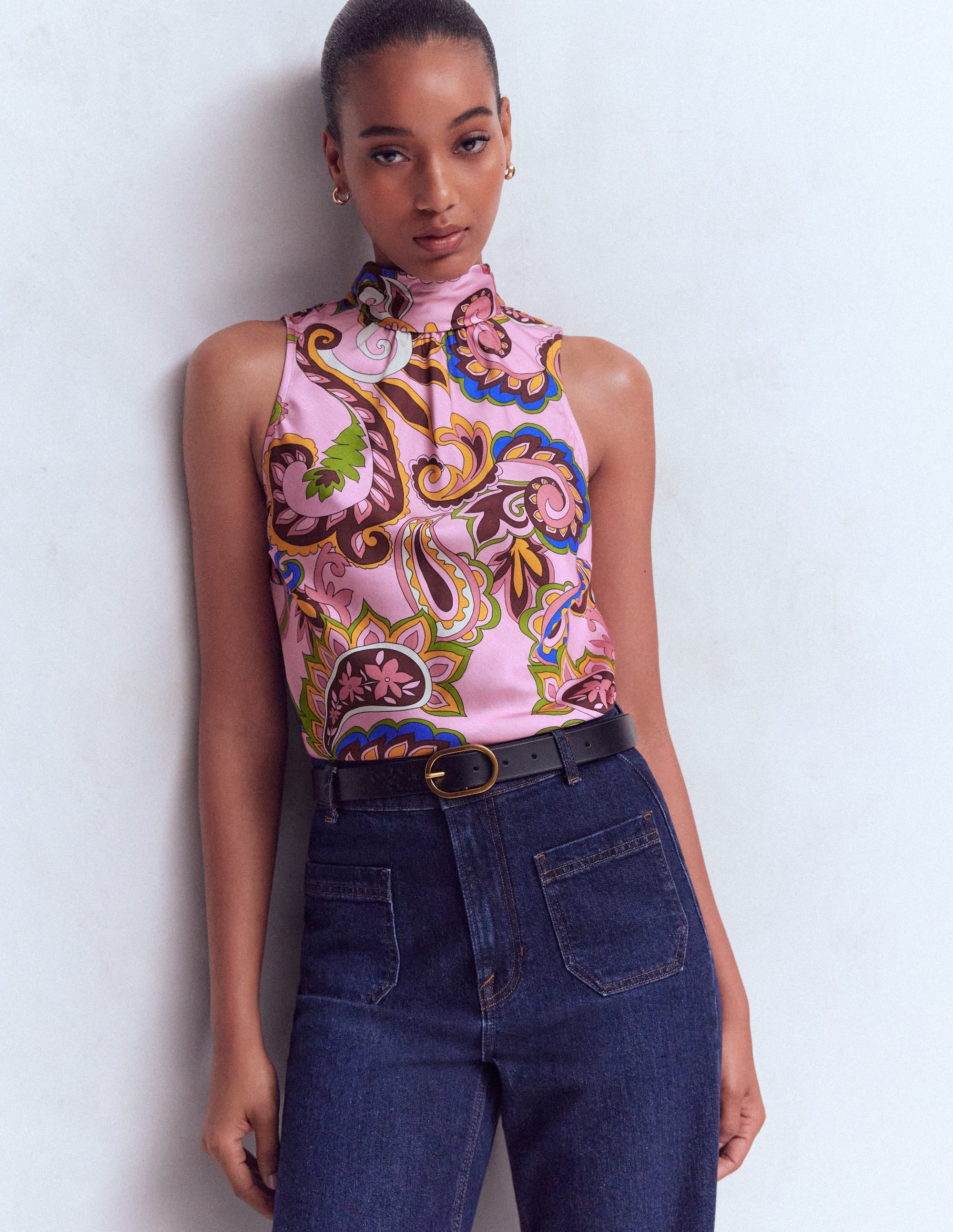 Satin Halterneck Top-Multi, Paisley Frenzy - Image 2