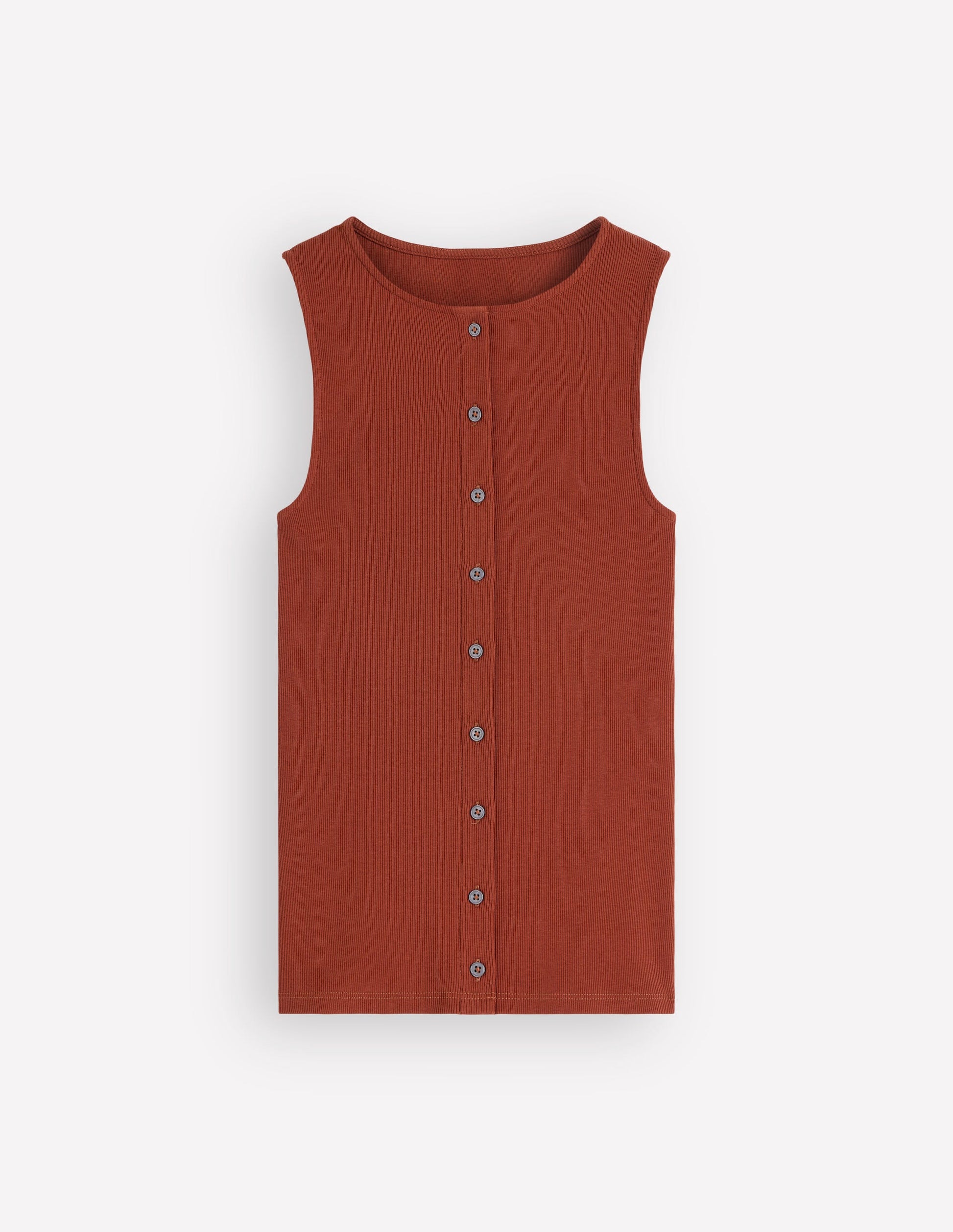 Evie Button Through Rib Vest-Burnt Orange-6