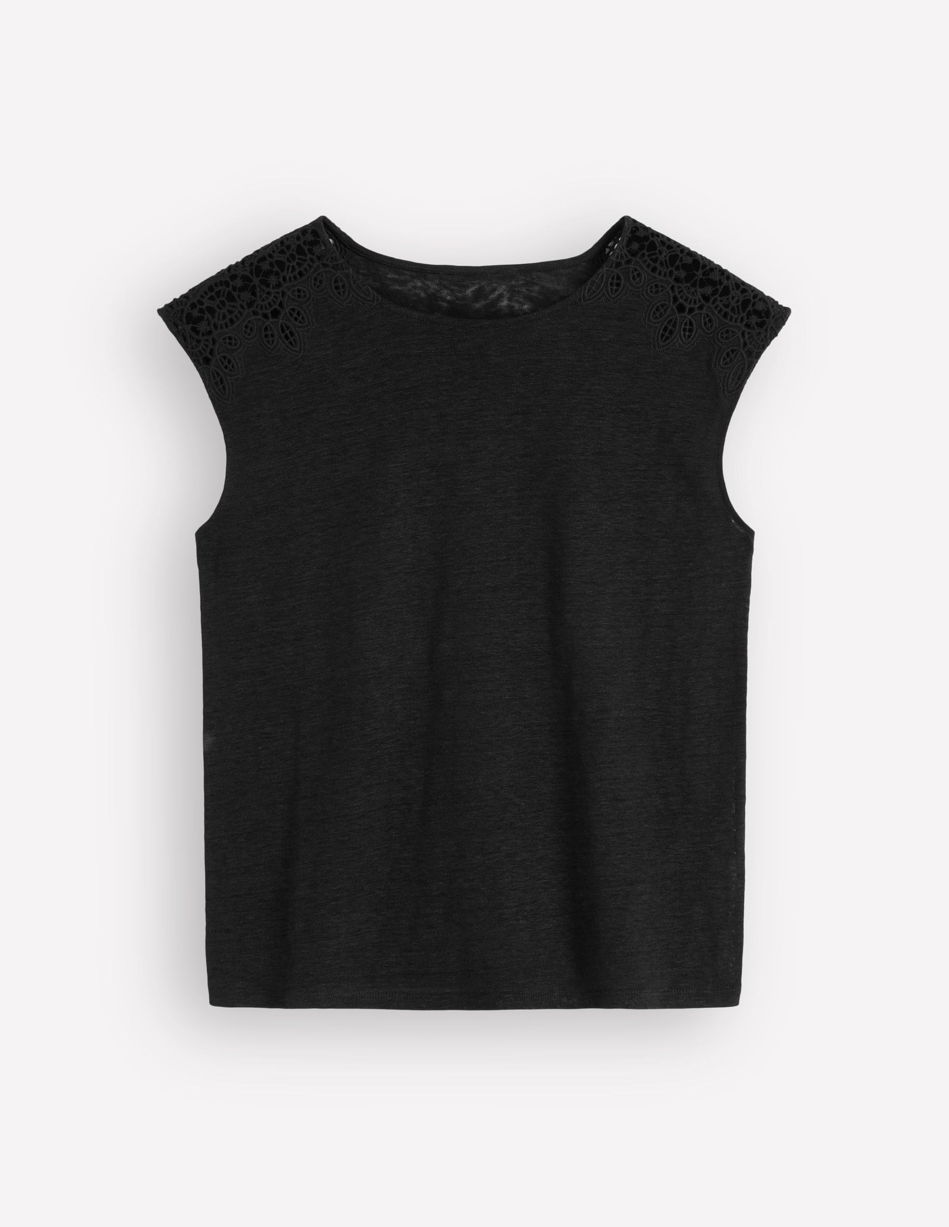 Tara Cutwork Linen Tee-Black-5