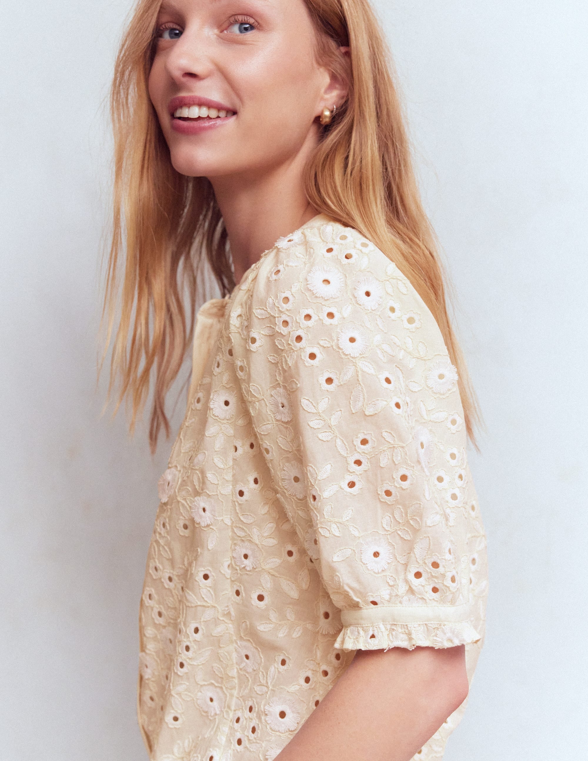 Camille Embroidered Cotton Top-Ivory Broderie - Image 1