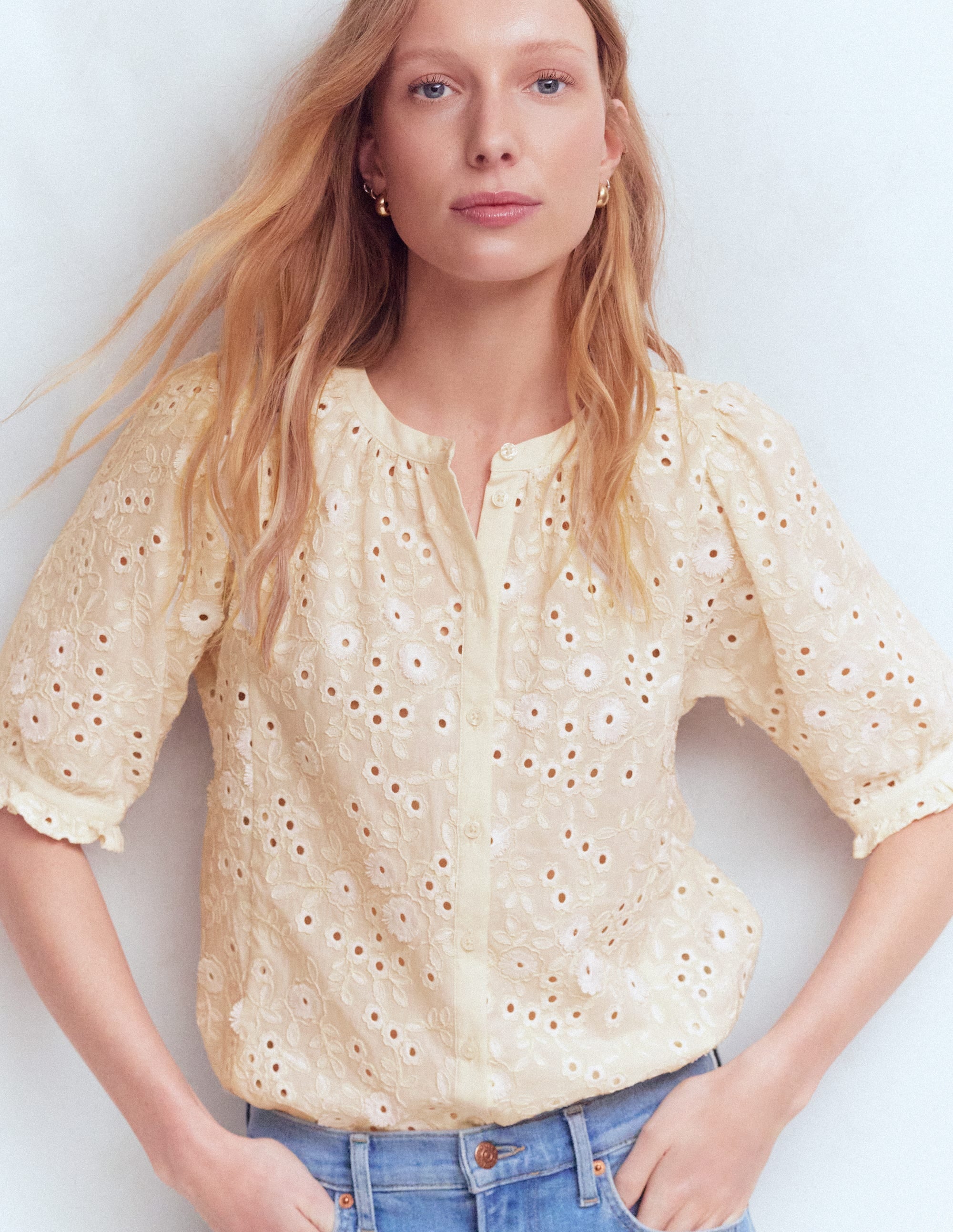 Camille Embroidered Cotton Top-Ivory Broderie - Image 4