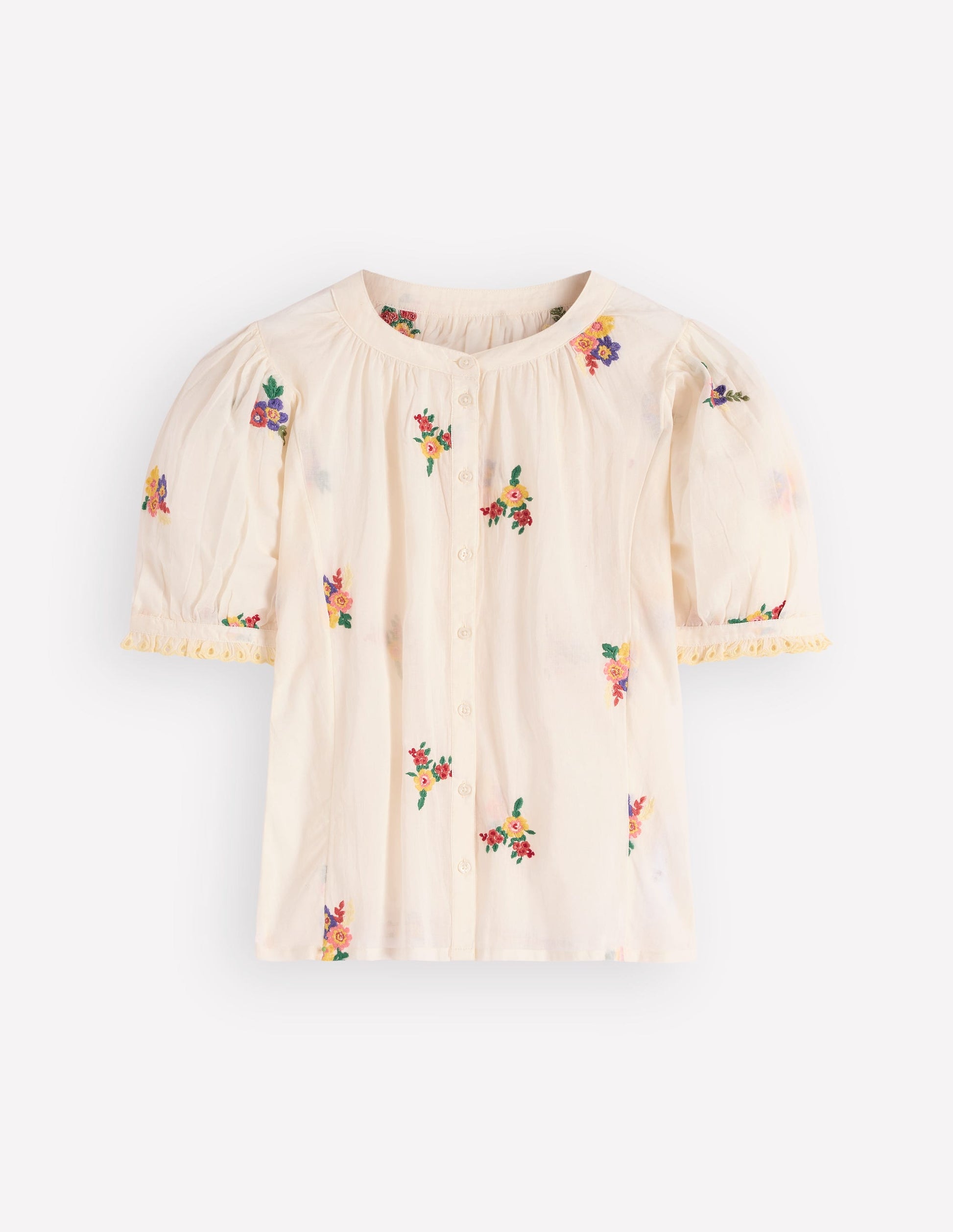 Camille Embroidered Cotton Top-Ivory Floral Embroidery-7