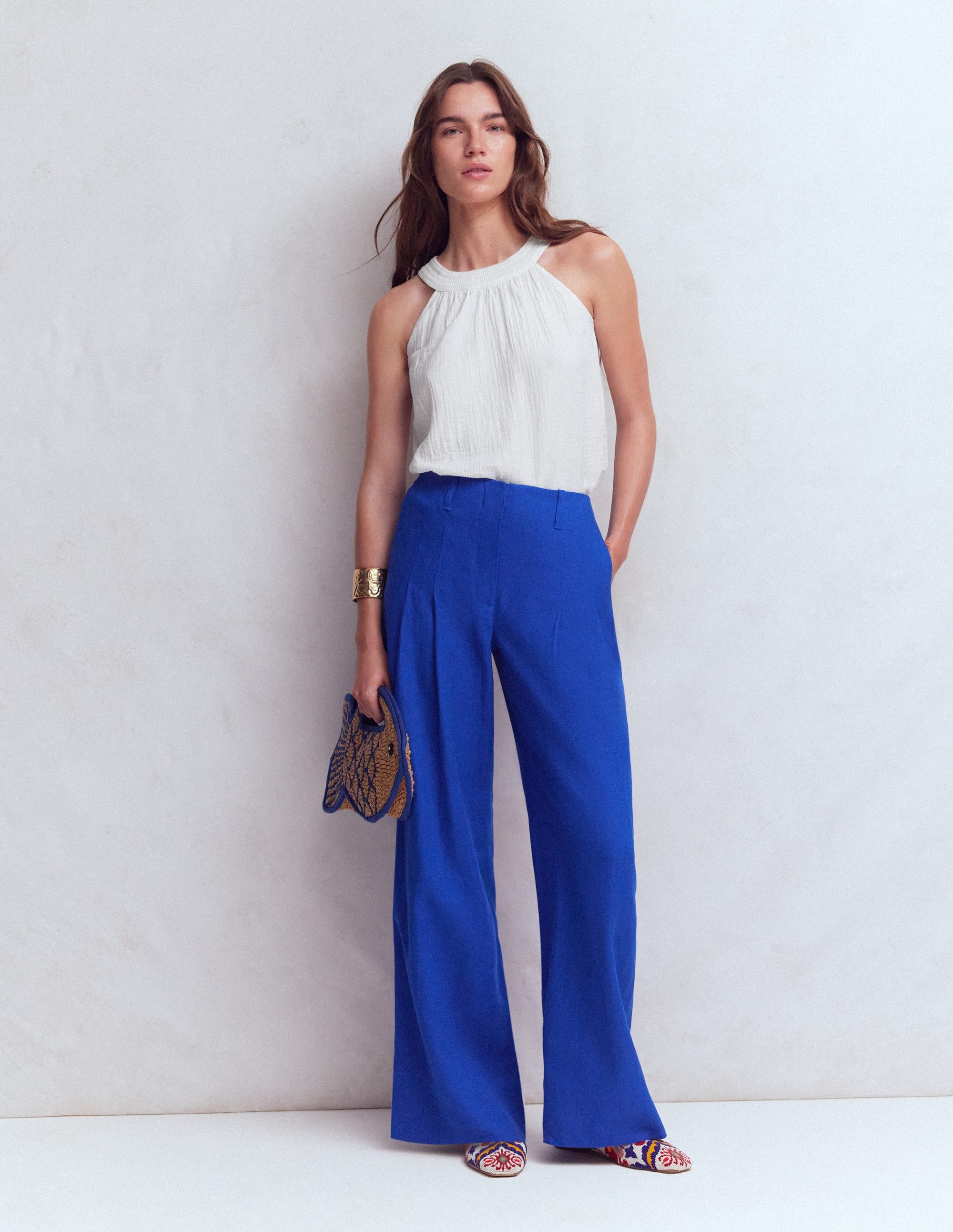 Halter-neck Double Cloth Top-White - Image 4