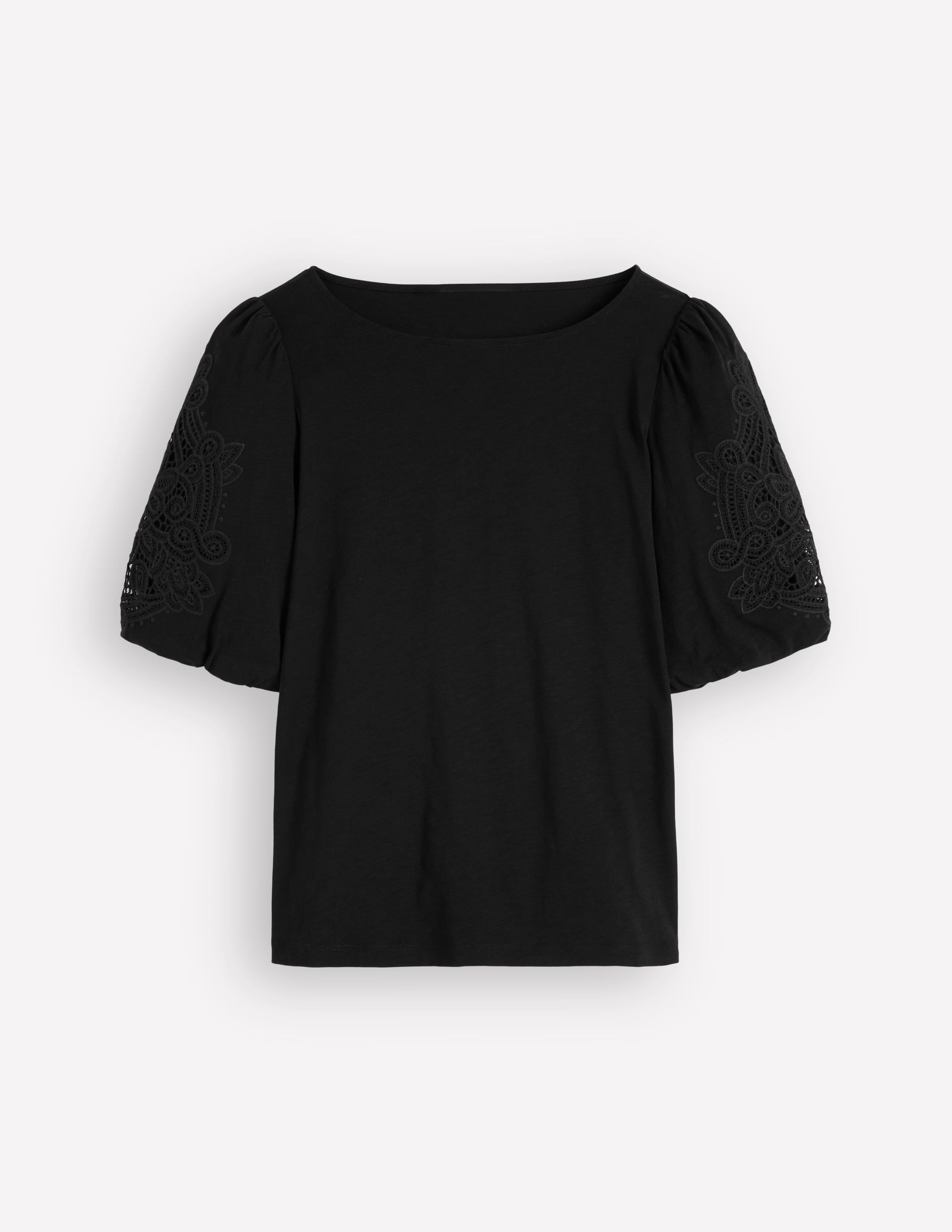 Cutwork Detail Jersey Top-Black - Image 5