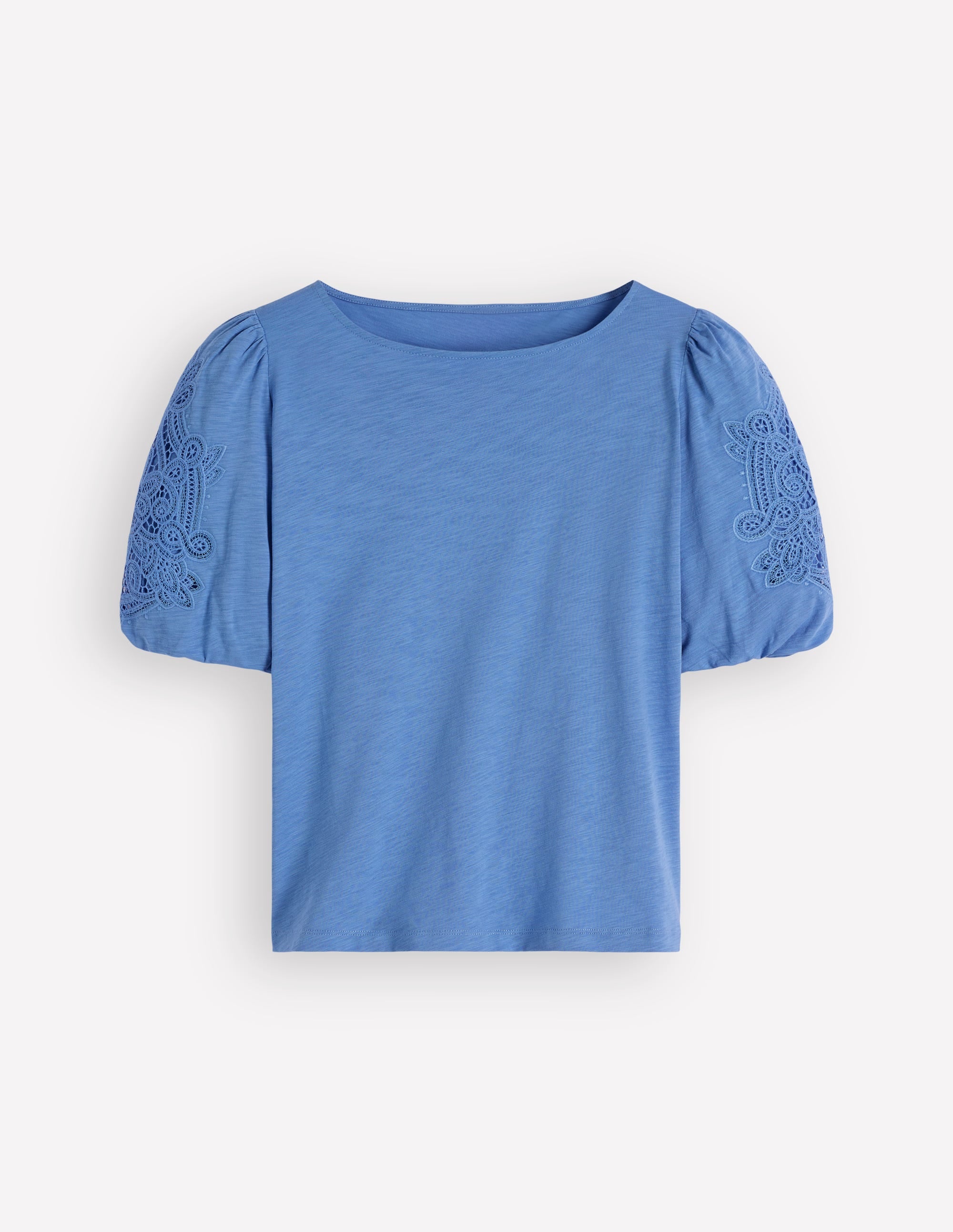 Cutwork Detail Jersey Top-Forget Me Not Blue - Image 5