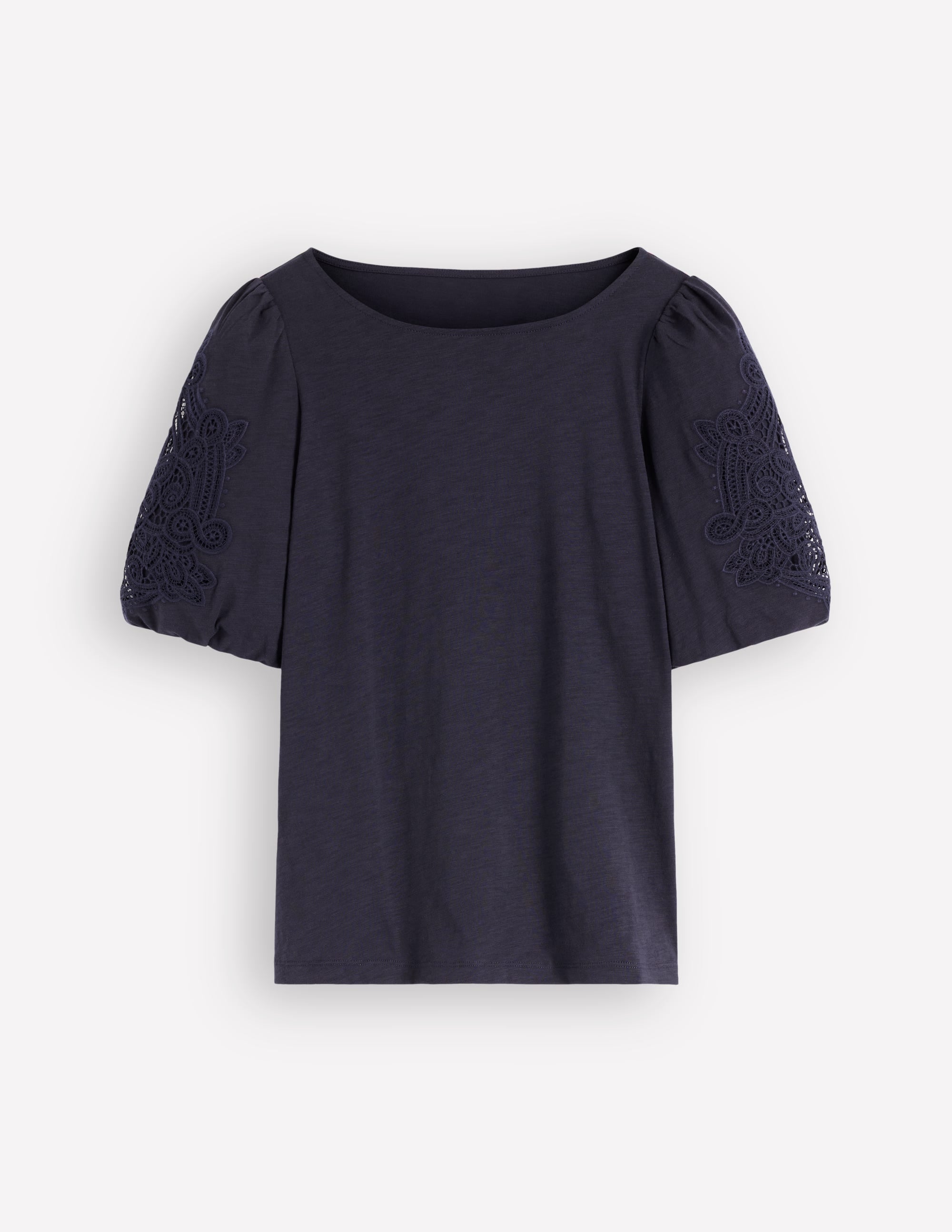 Cutwork Detail Jersey Top-Navy - Image 6