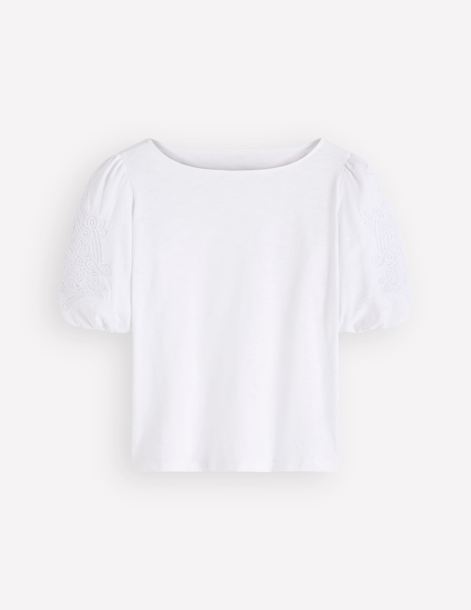 Cutwork Detail Jersey Top-White - Image 4