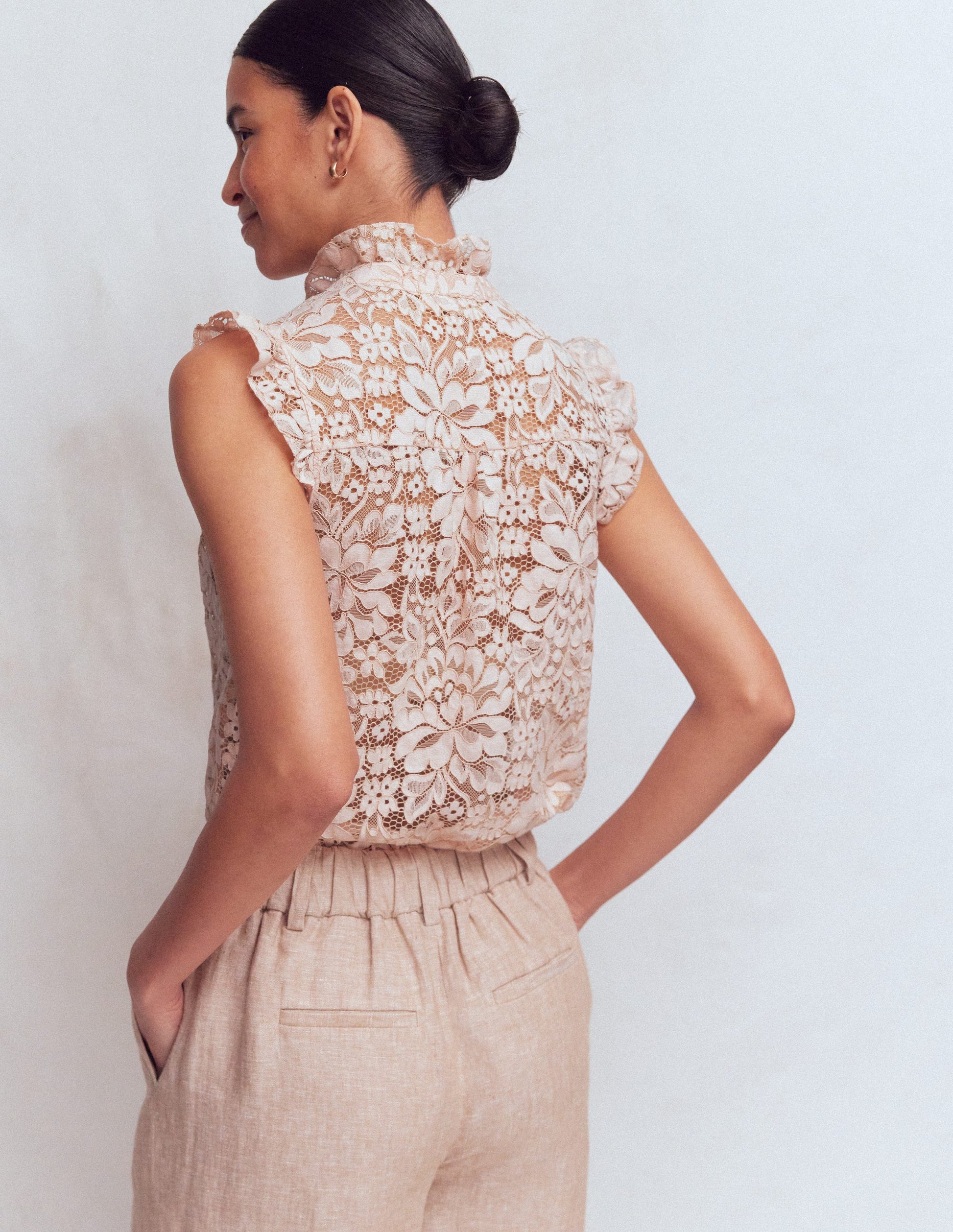 Isabel Sleeveless Lace Top-Pale Pink-3
