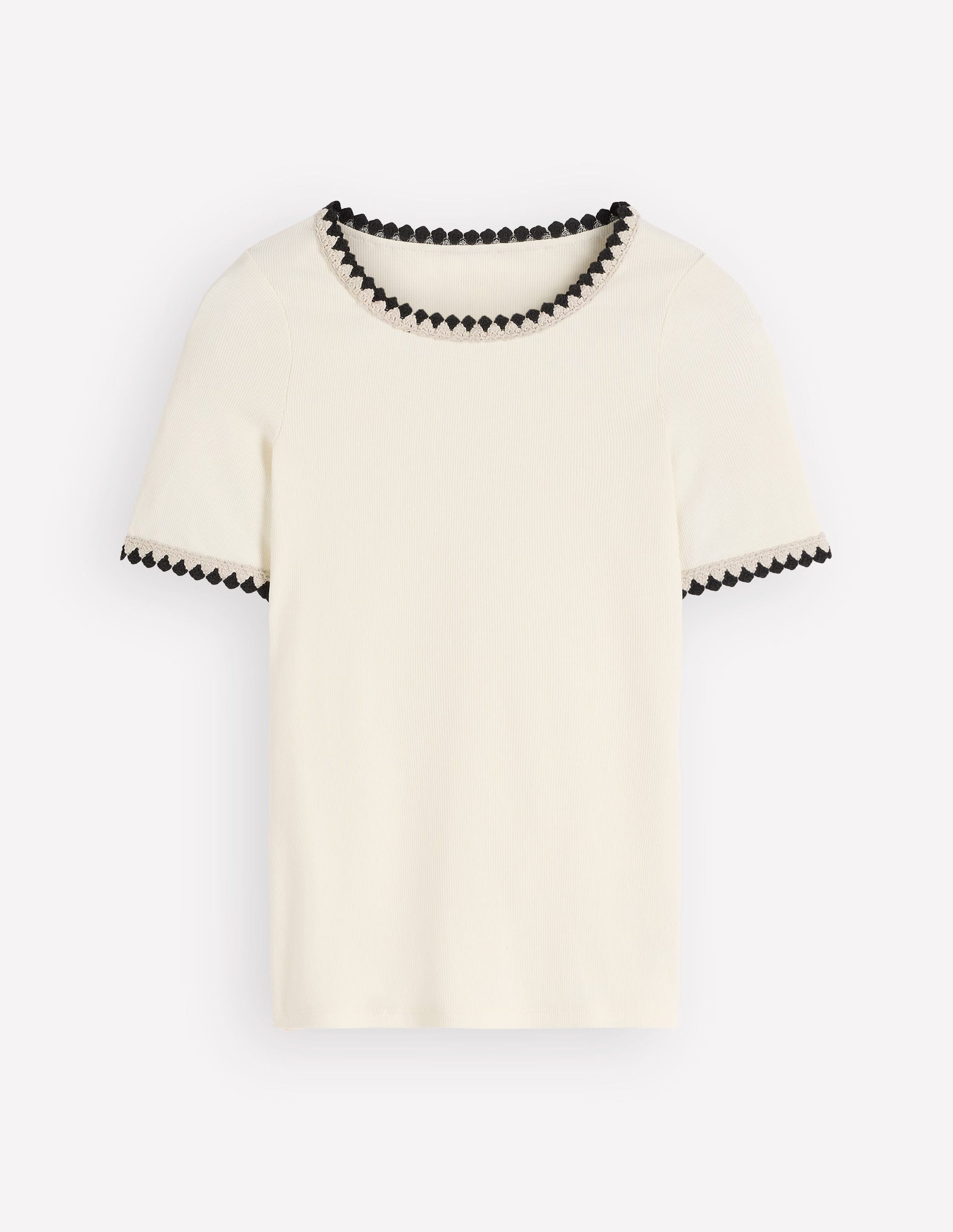 Maddie Trim Detail T-Shirt-Ivory with Black-6