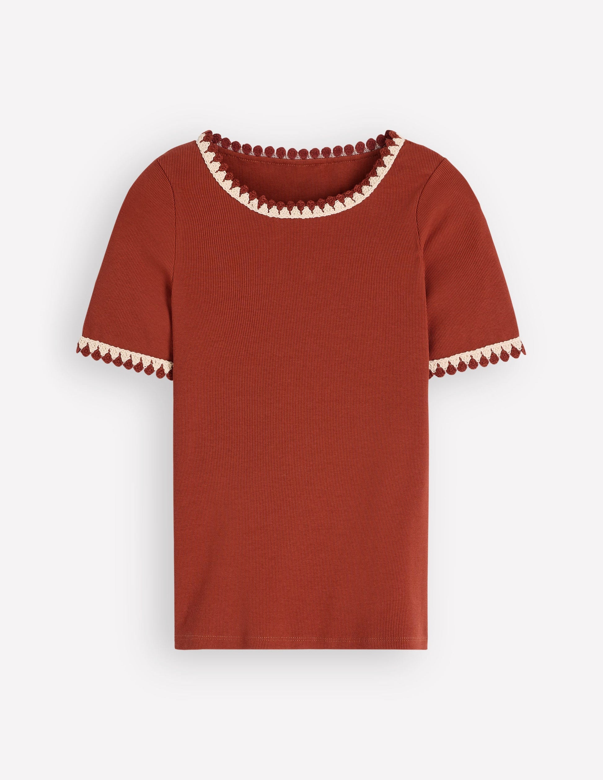 Maddie Trim Detail T-Shirt-Burnt Orange-6