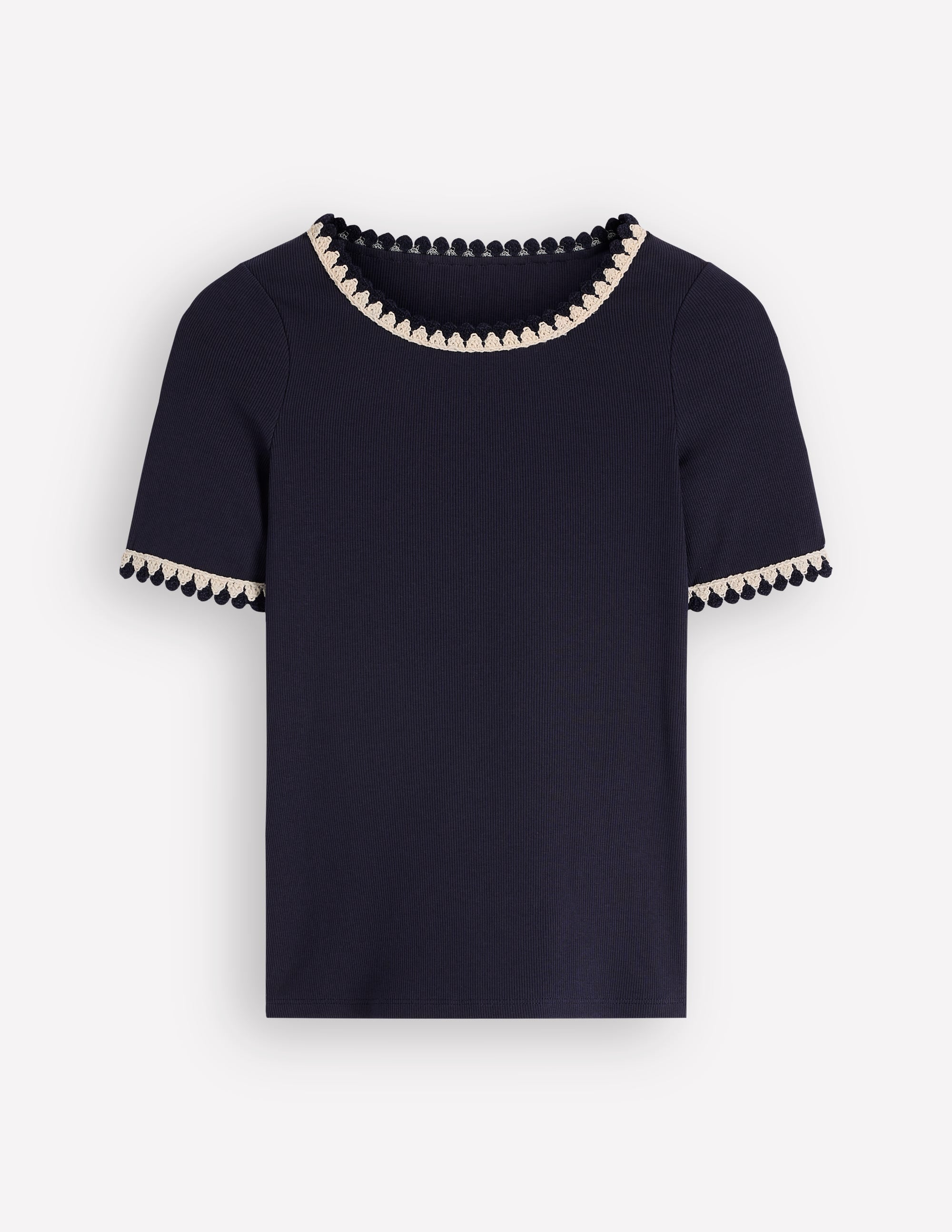 Maddie Trim Detail T-Shirt-Navy - Image 5