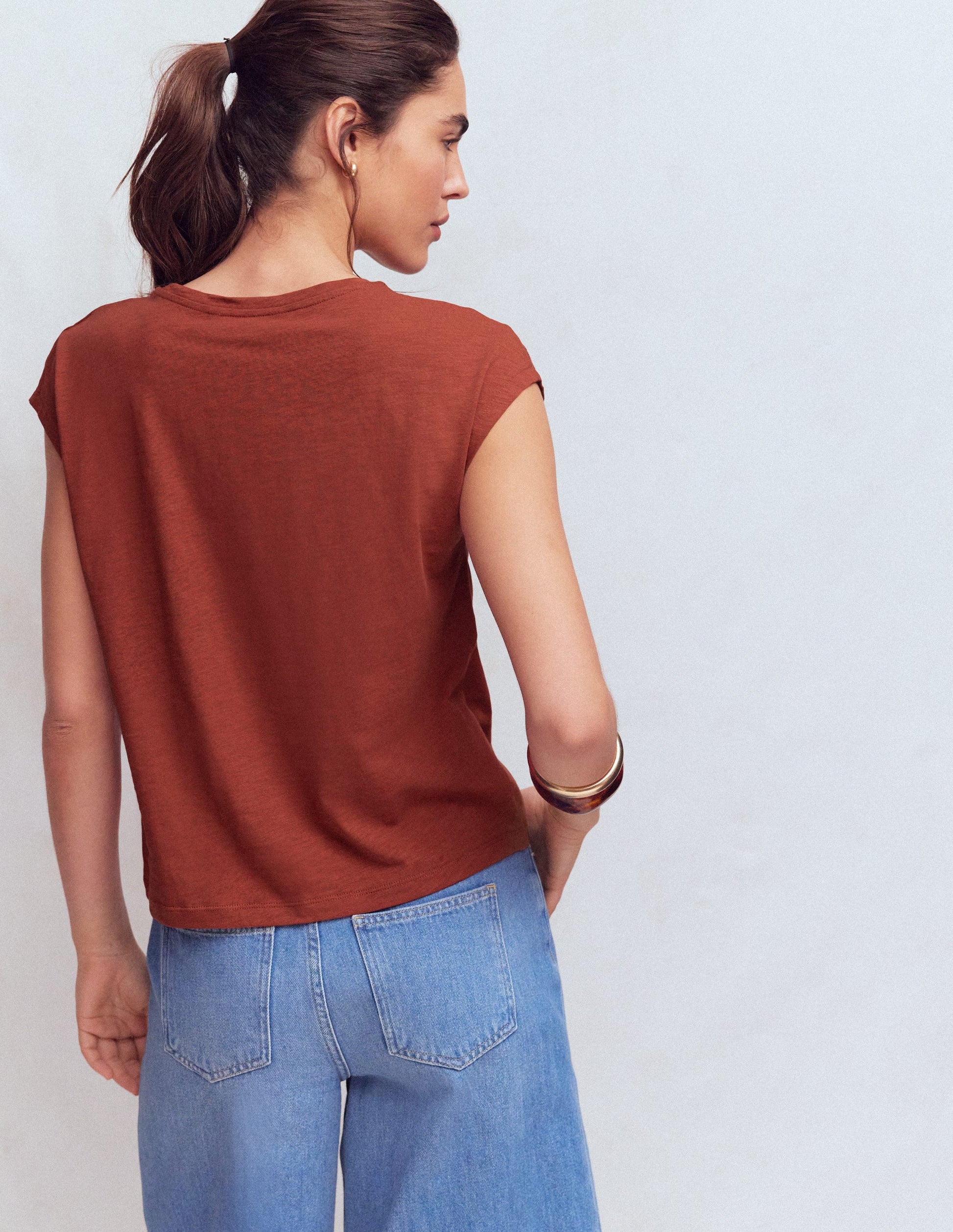 Willow Broderie T-shirt-Burnt Orange-3