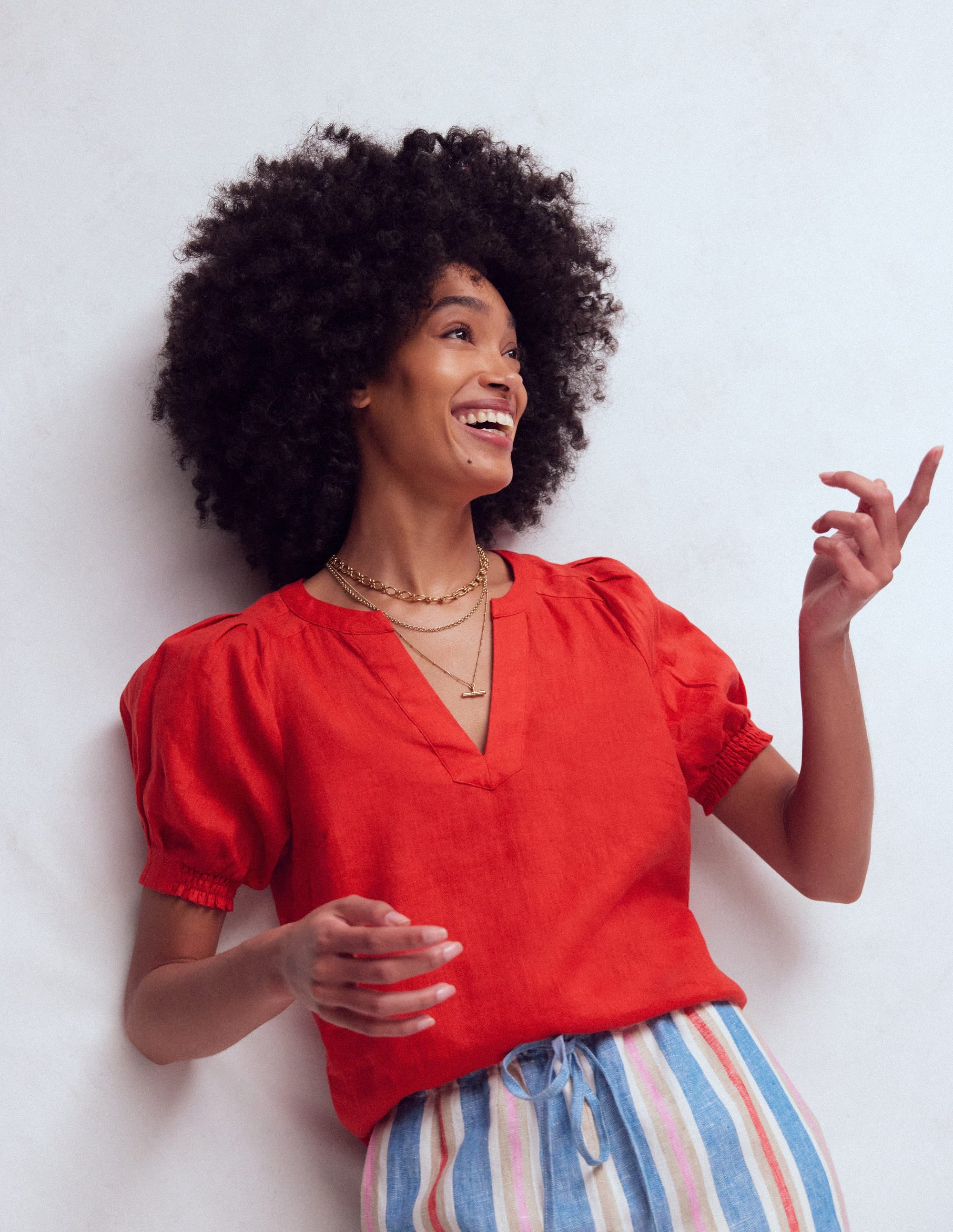 Rae Linen Top-Blood Orange - Image 1