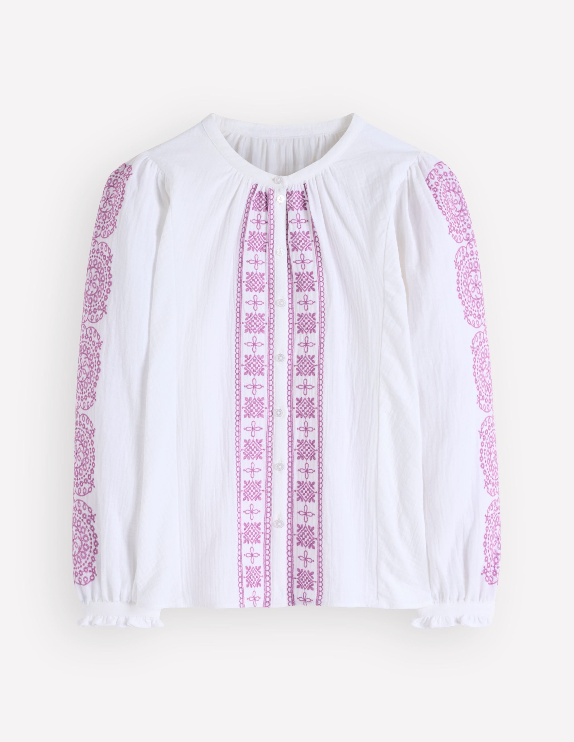 Camille Double Cloth Top-White Embroidery - Image 7