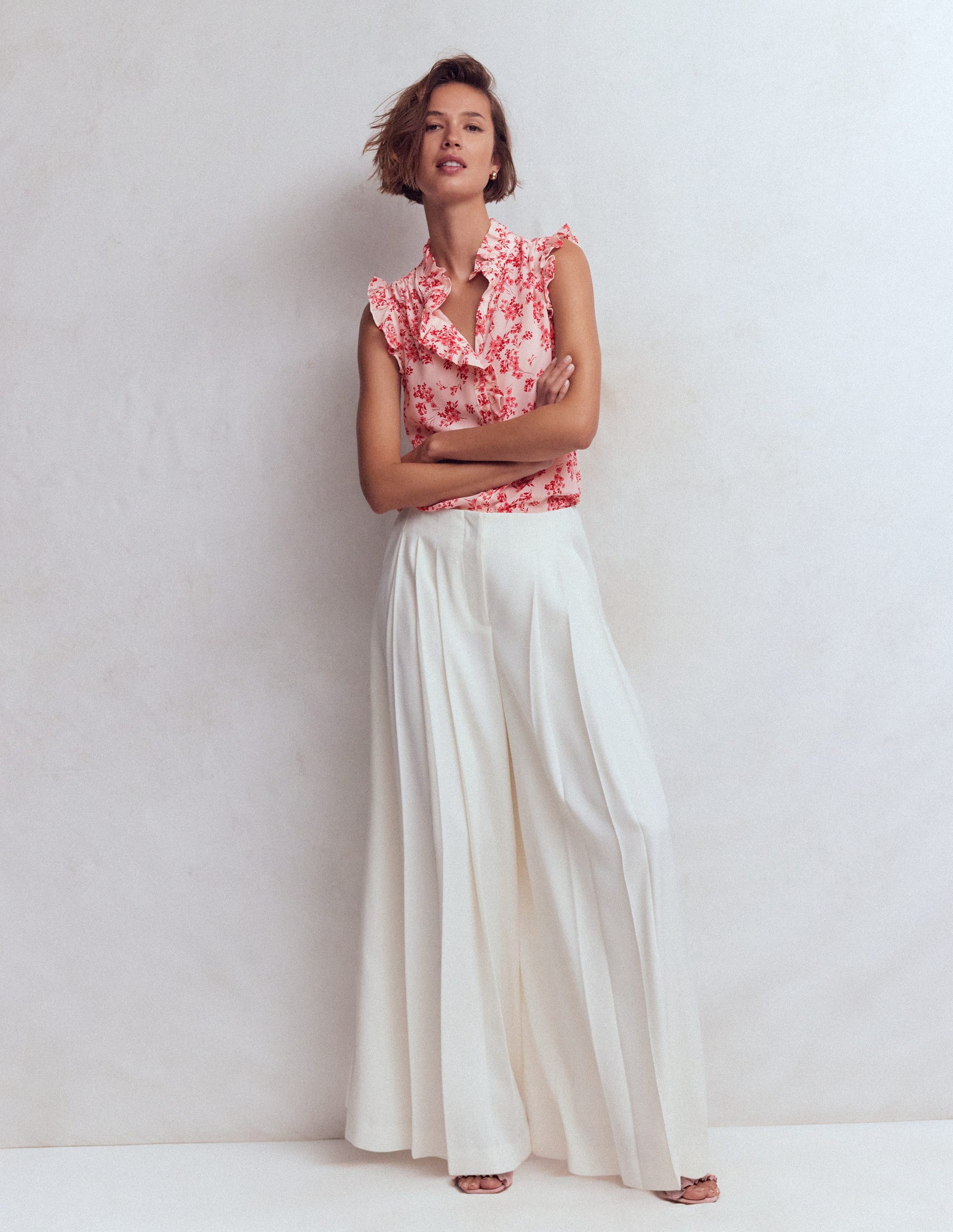 Isabel Sleeveless Silk Top-Pink, Bloom Scatter Mono-4