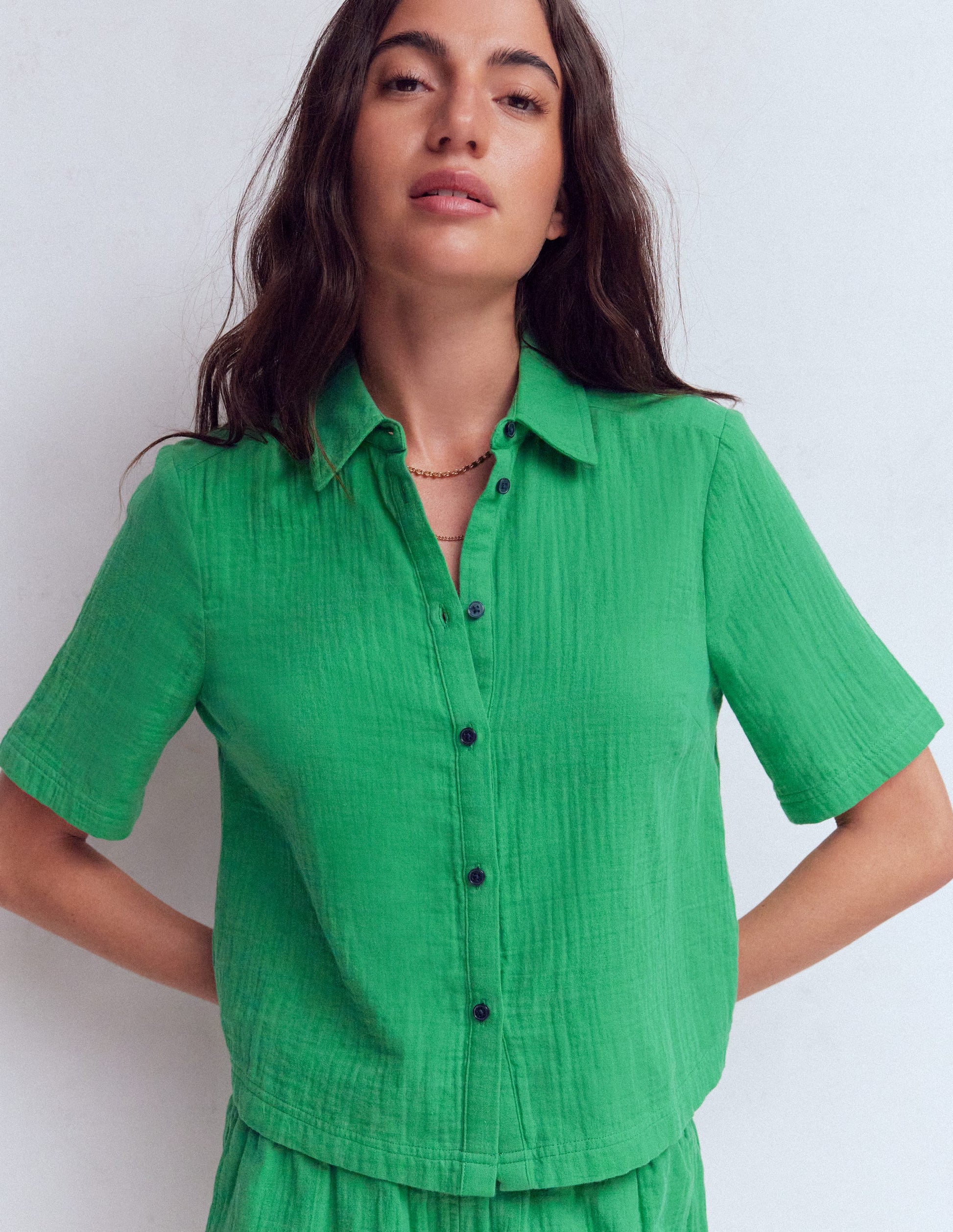 Double Cloth Shirt-Leprechaun Green-1