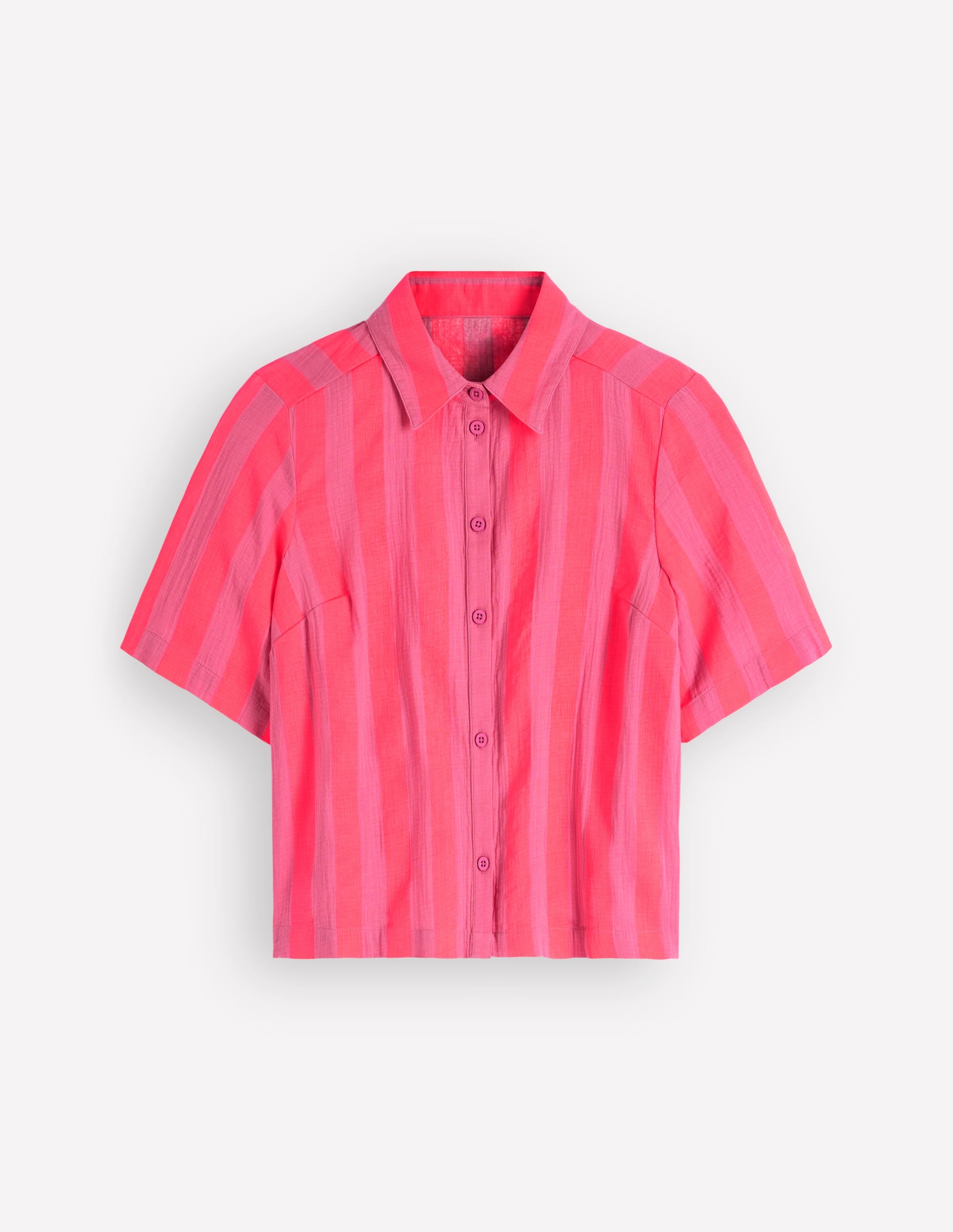 Double Cloth Shirt-Pink, Neon Coral Mid Stripe - Image 8