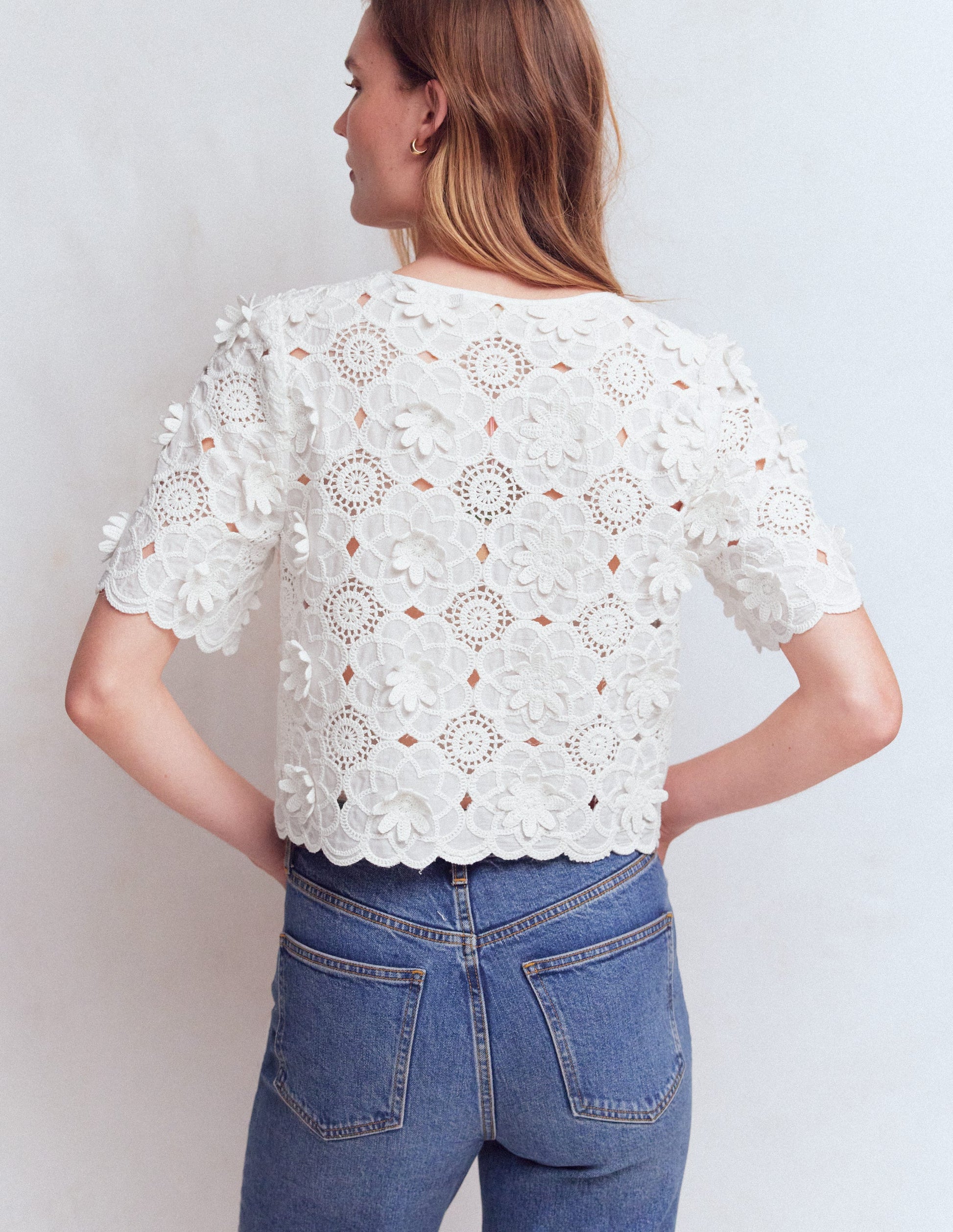 Tie Front Lace Top-White-3