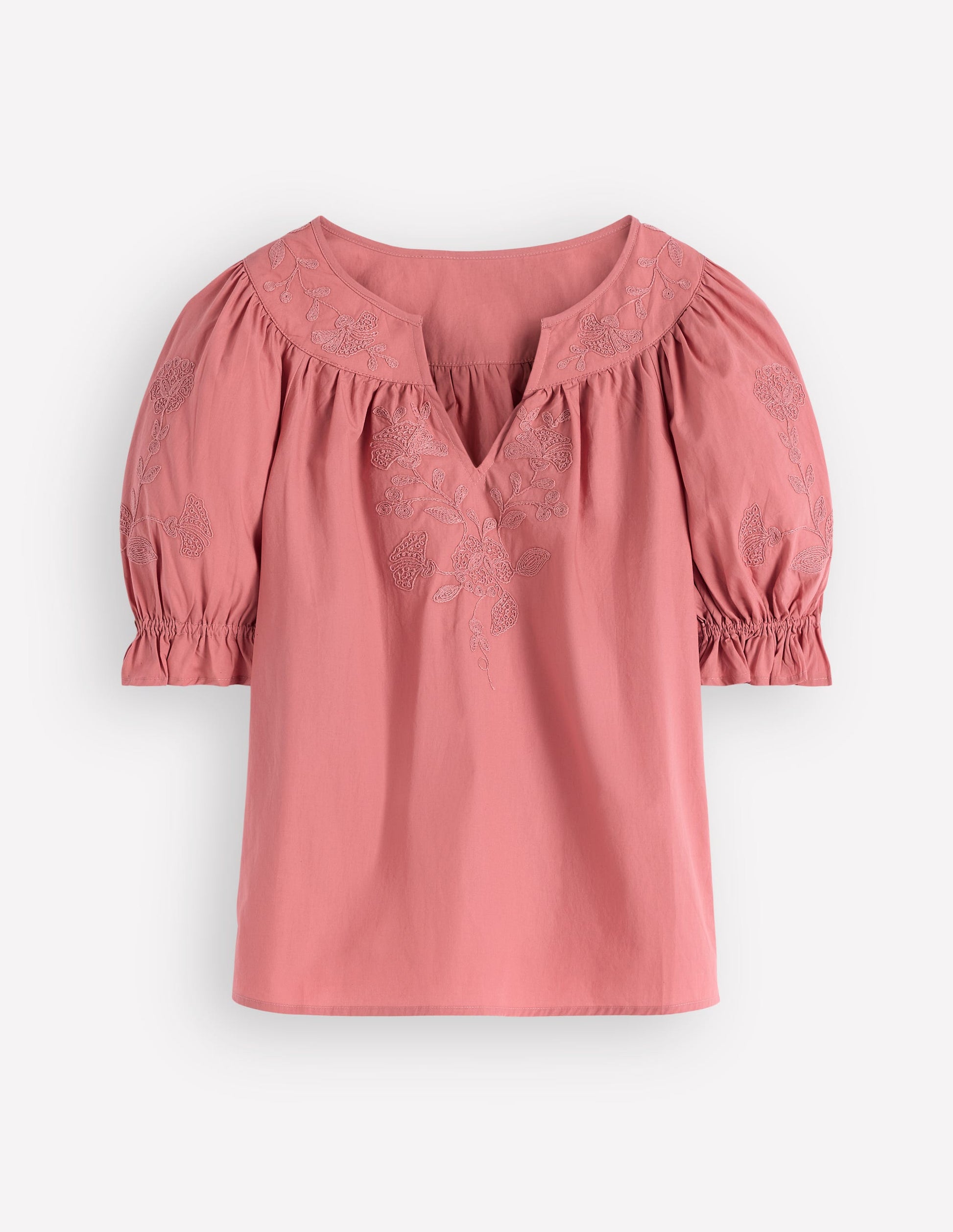 Cotton Embroidered Yoke Top-Vintage Rose Embroidered-7