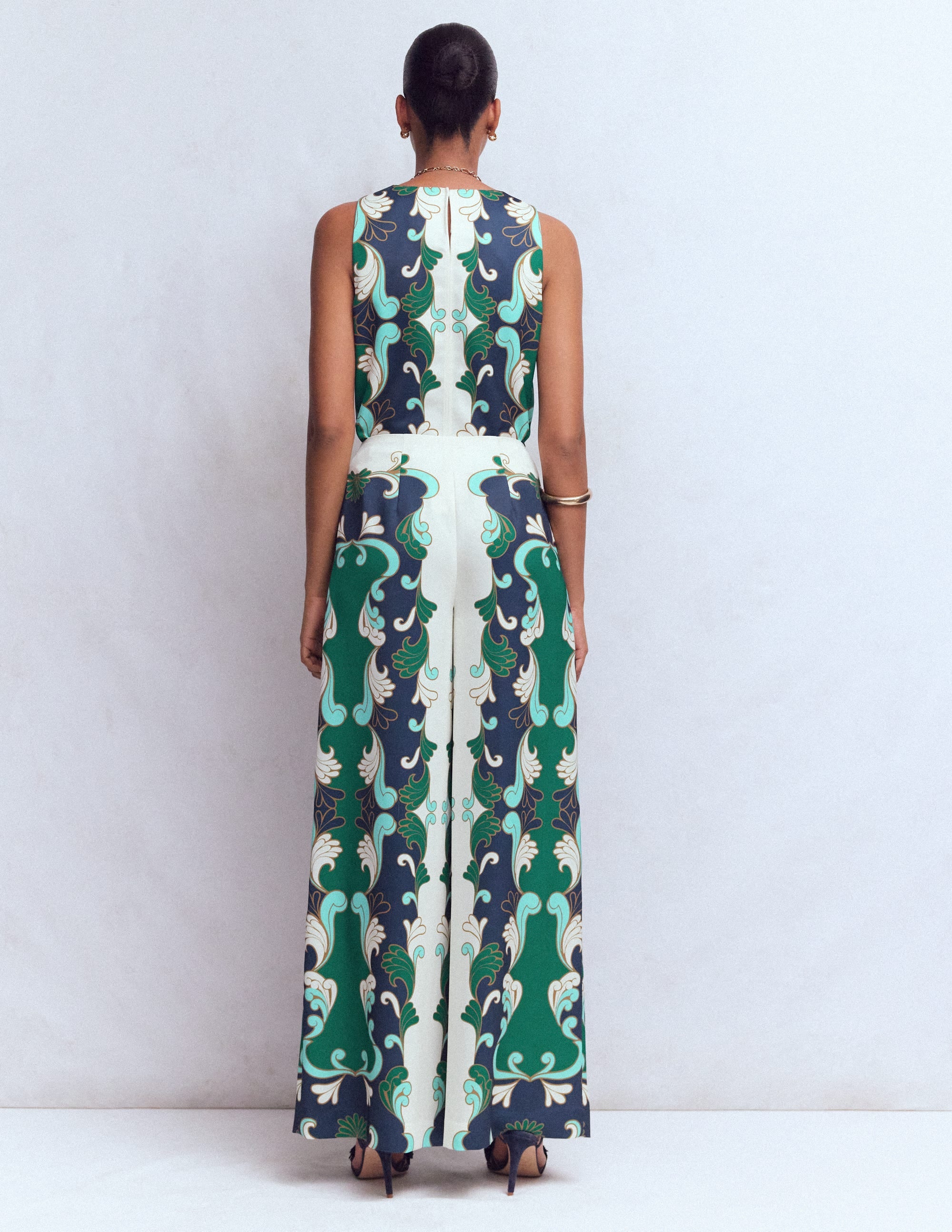 Relaxed Sleeveless Shell Top-Ivory, Foliage Whirl - Image 7