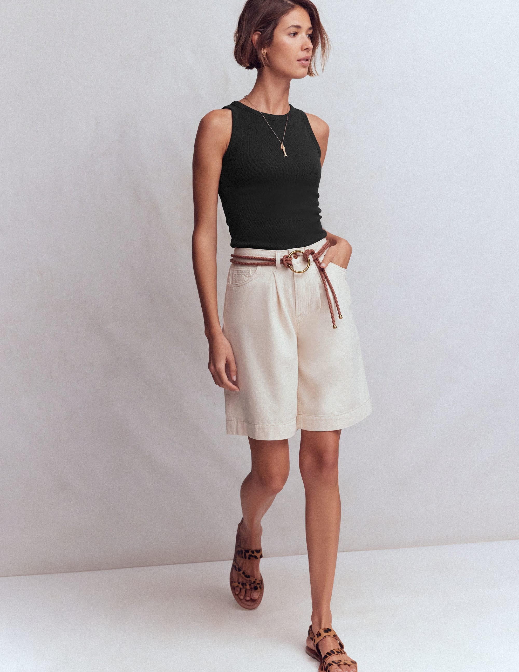 Ribbed Cotton Vest-Black - Image 4