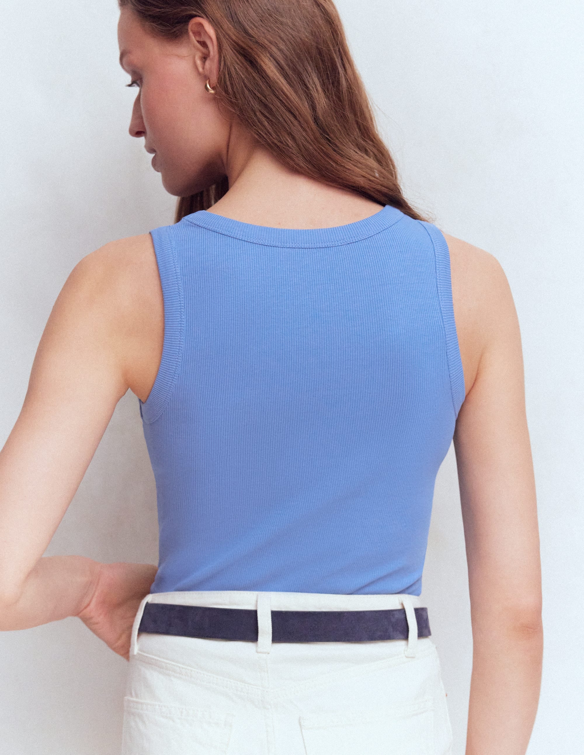 Ribbed Cotton Vest-Cabin Blue - Image 3