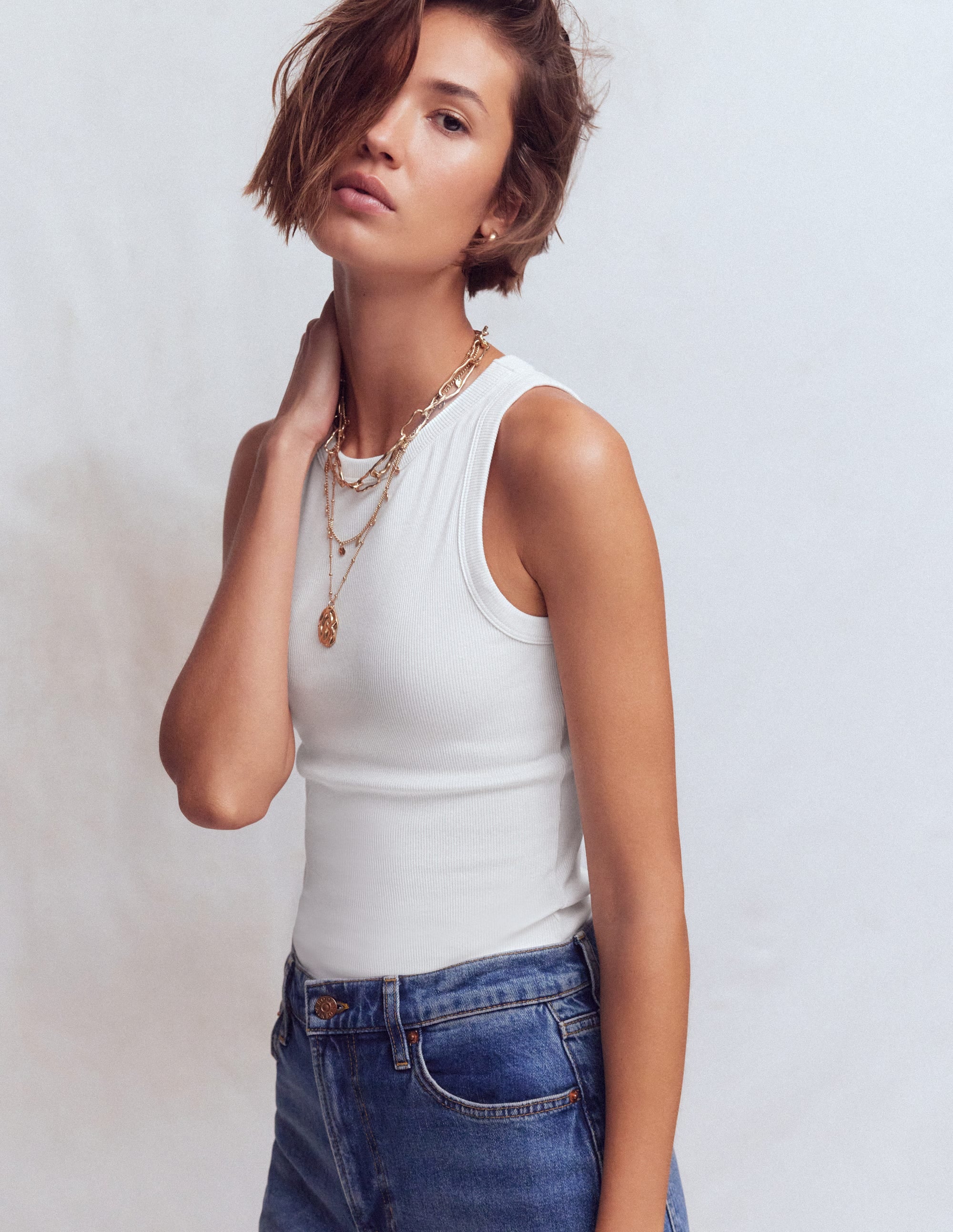 Ribbed Cotton Vest-White - Image 5