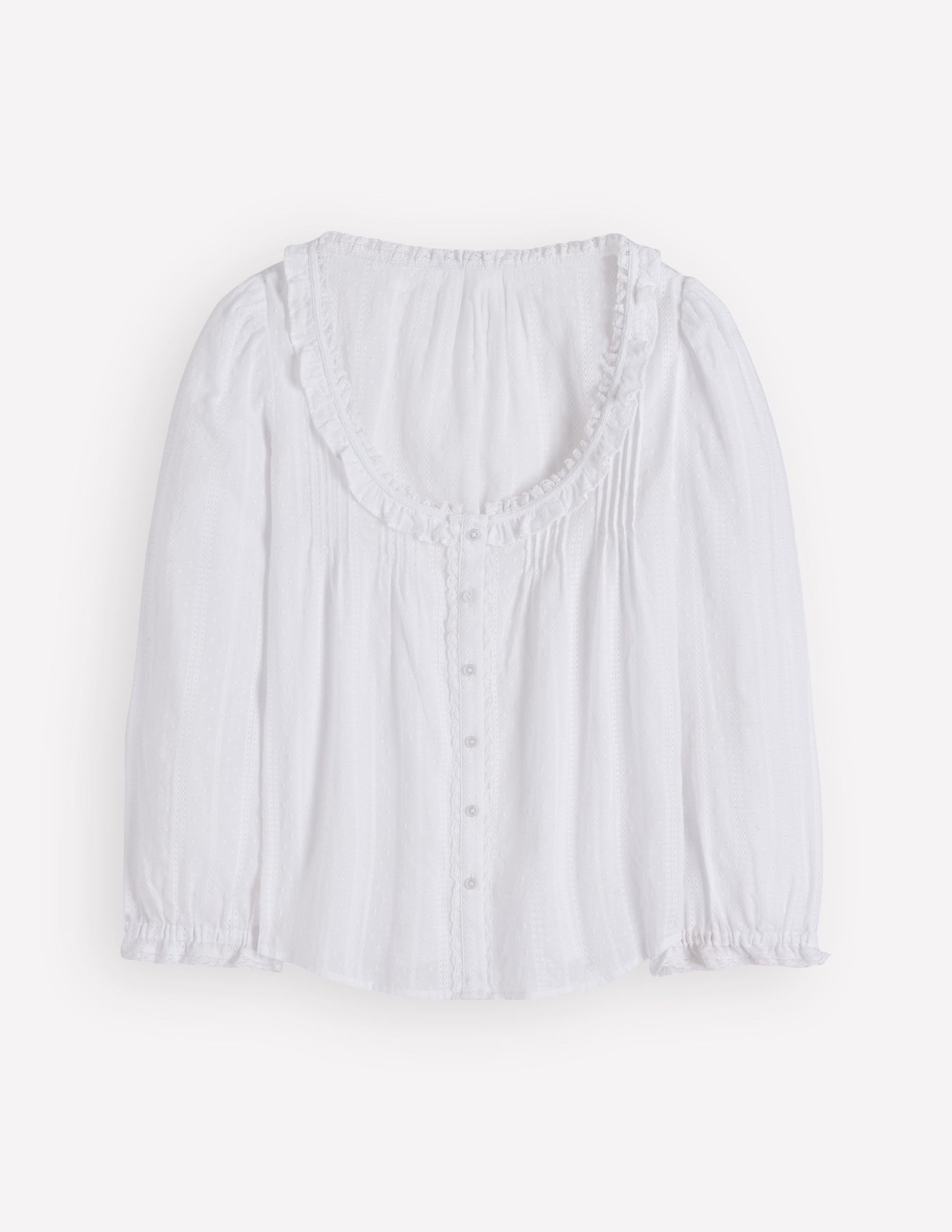 Scoop Neck Ruffle Top-White-5