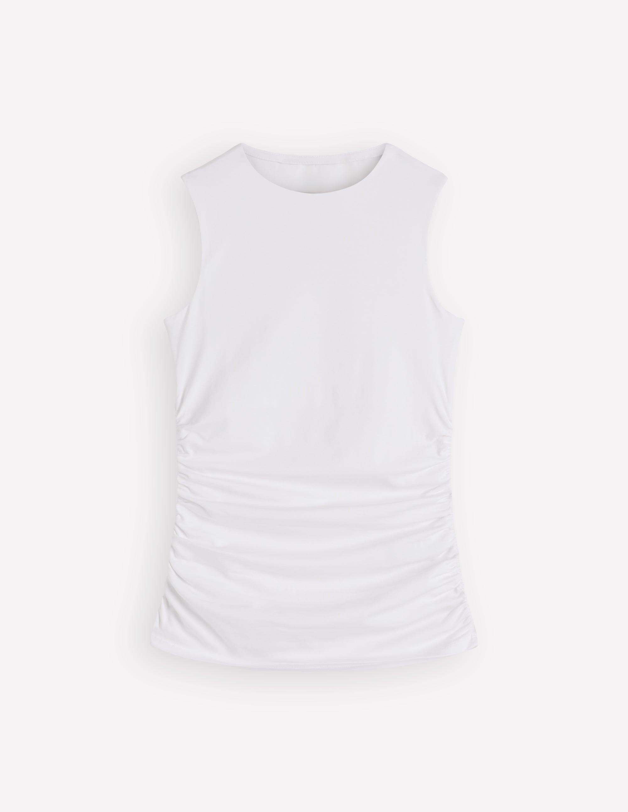 Tia Sleeveless Ruch Jersey Top-White - Image 5