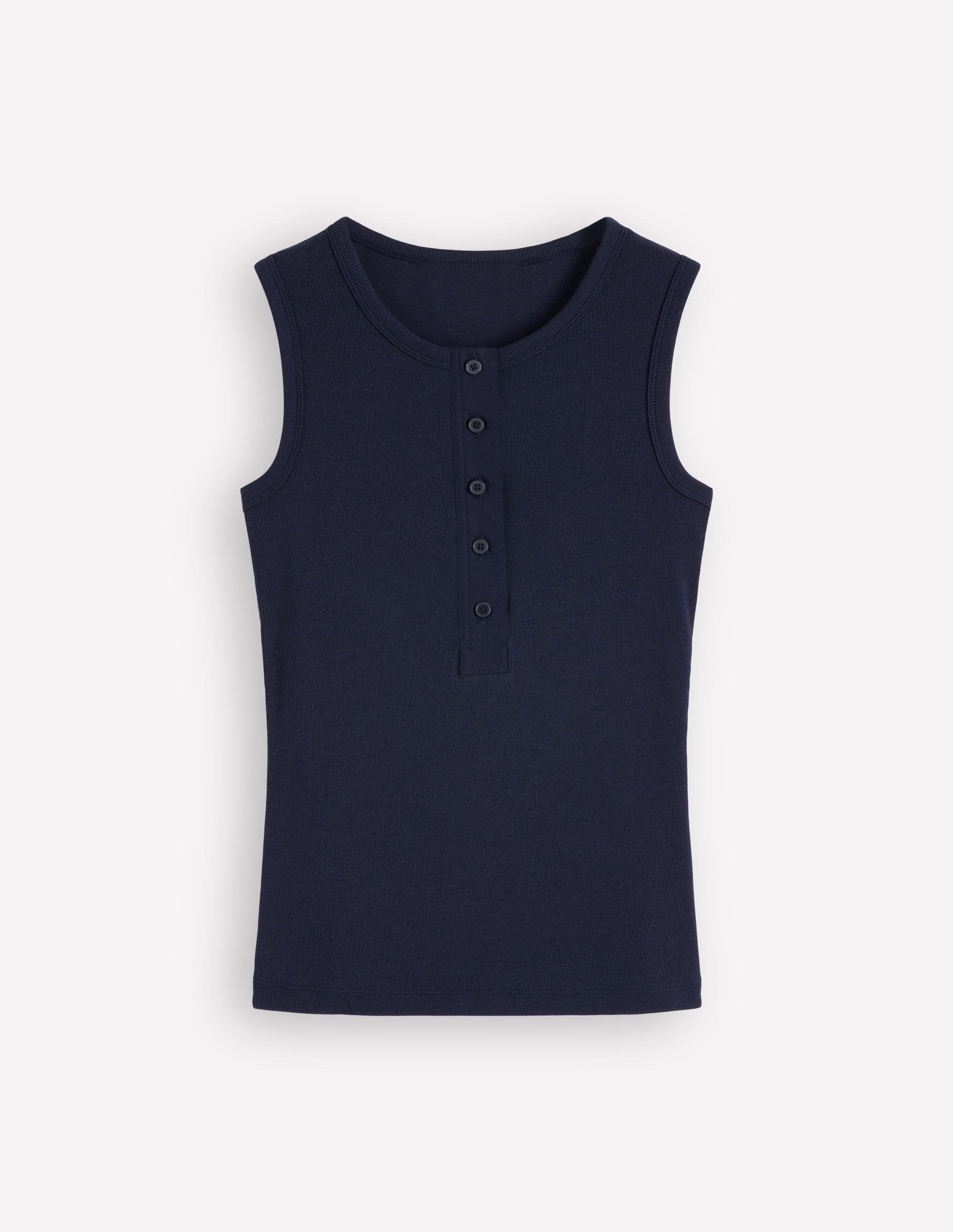 Crew Neck Henley Vest-Navy - Image 6