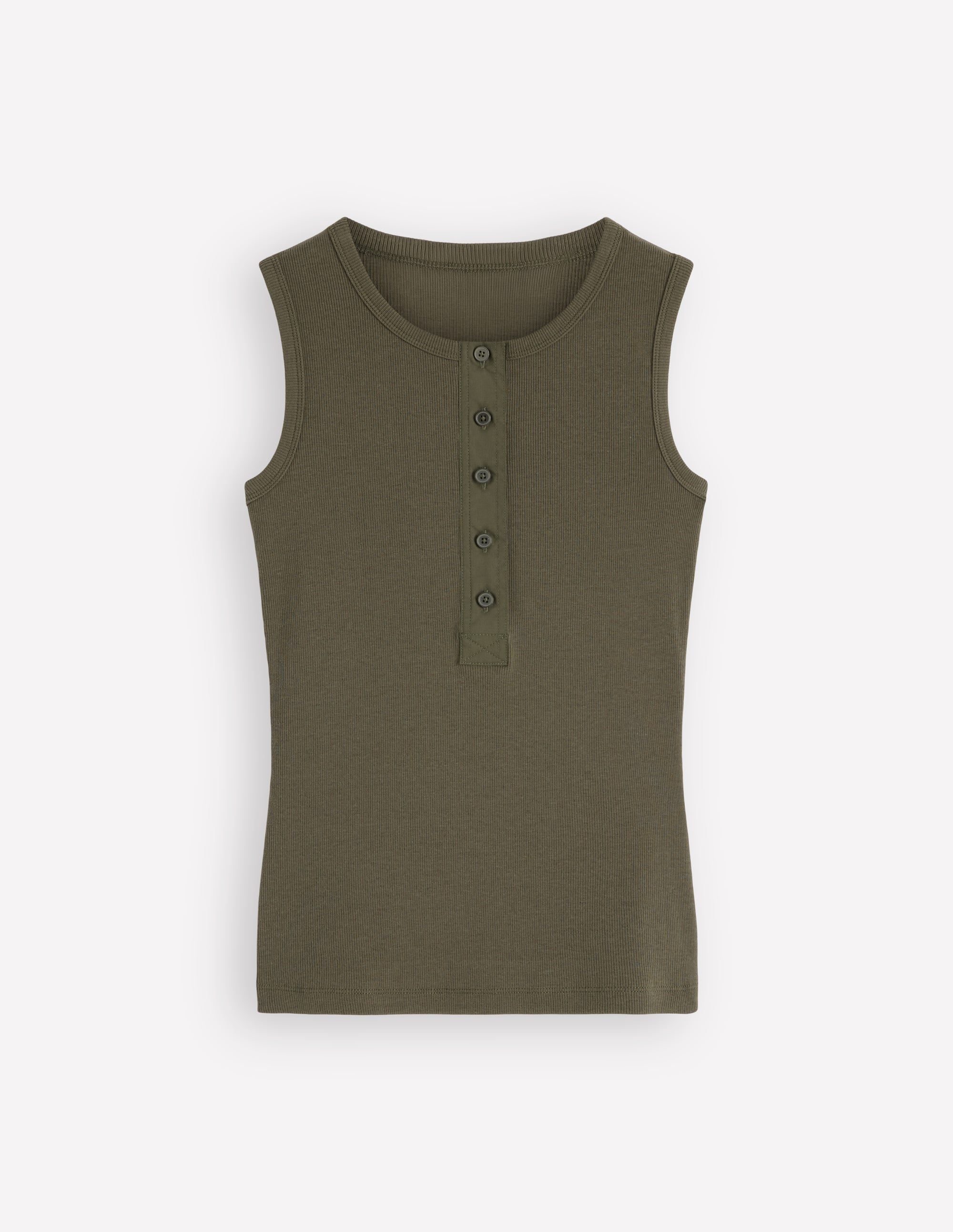 Crew Neck Henley Vest-Olive Night - Image 6