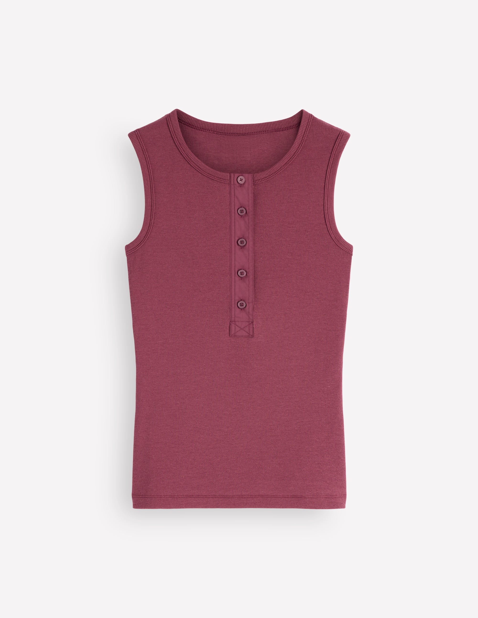 Crew Neck Henley Vest-Maroon - Image 6
