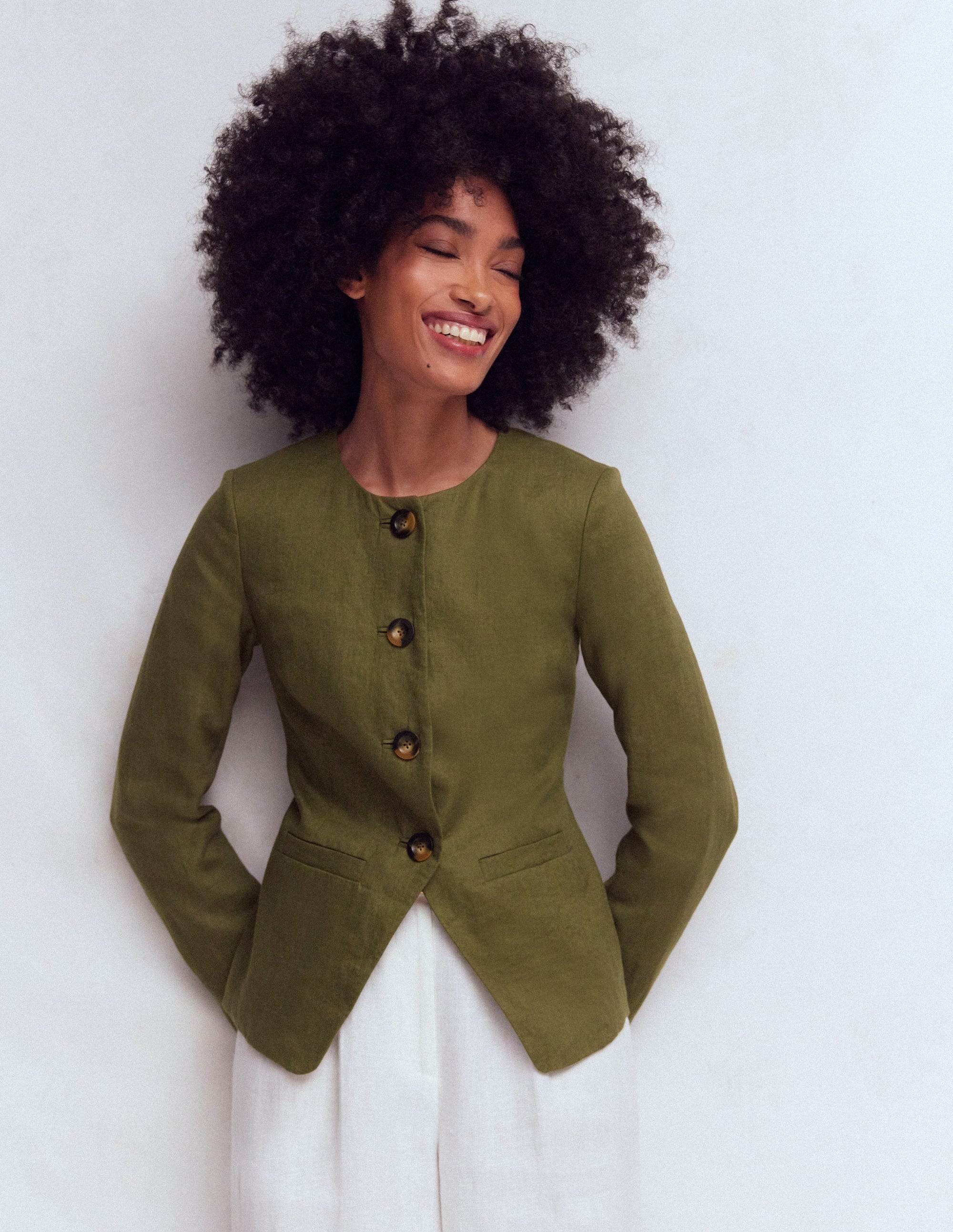 Hampstead Linen Blazer-Woodland Green - Image 1