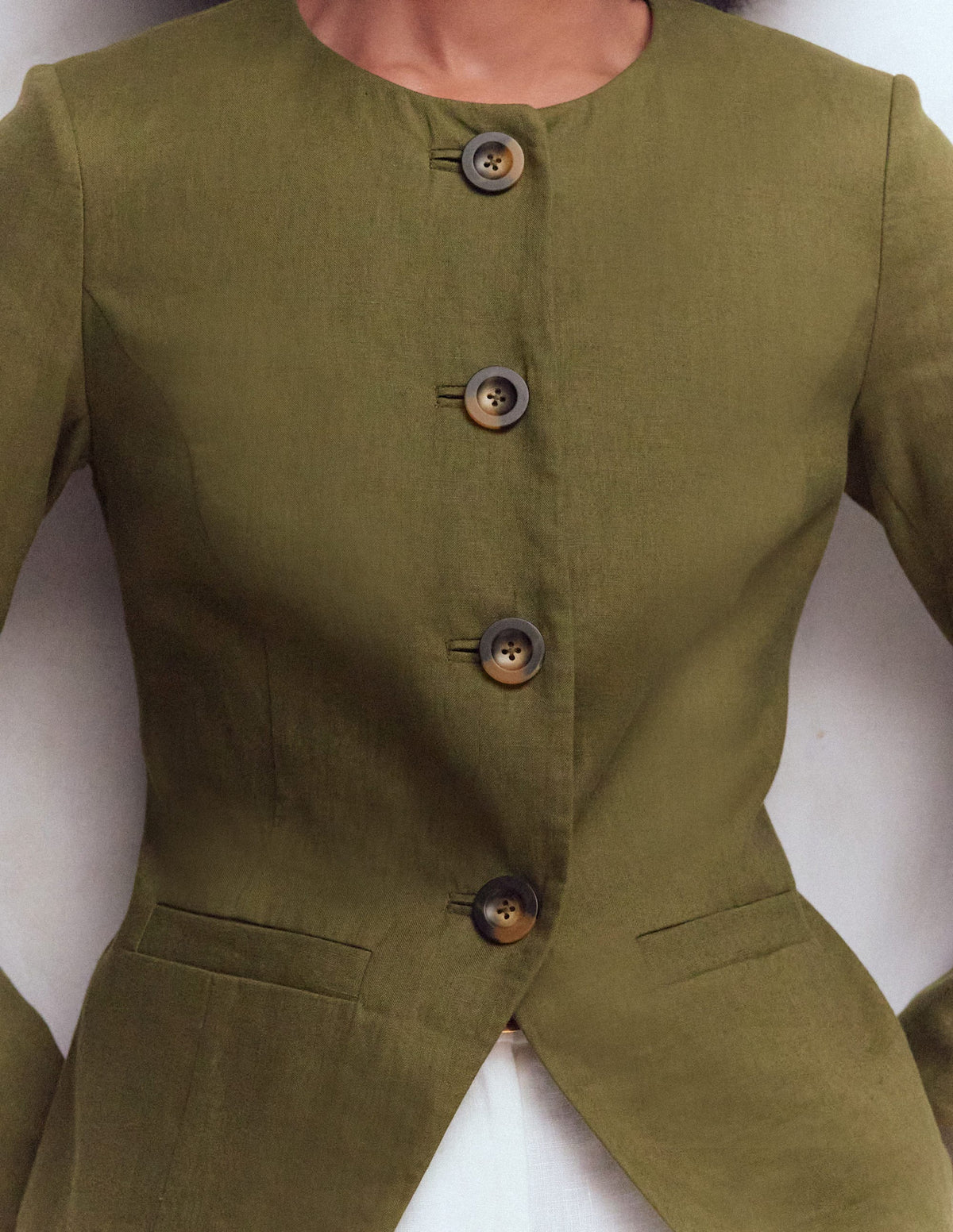 Hampstead Linen Blazer-Woodland Green - Image 2