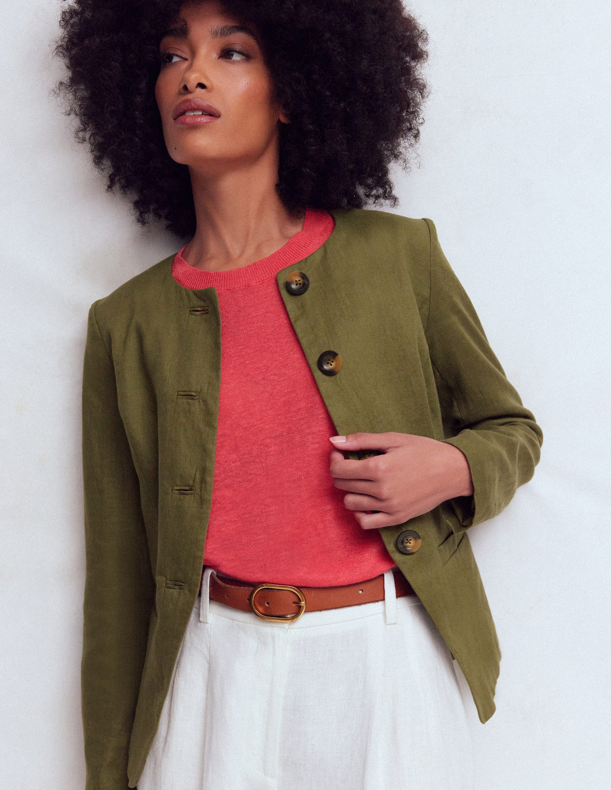 Hampstead Linen Blazer-Woodland Green - Image 5