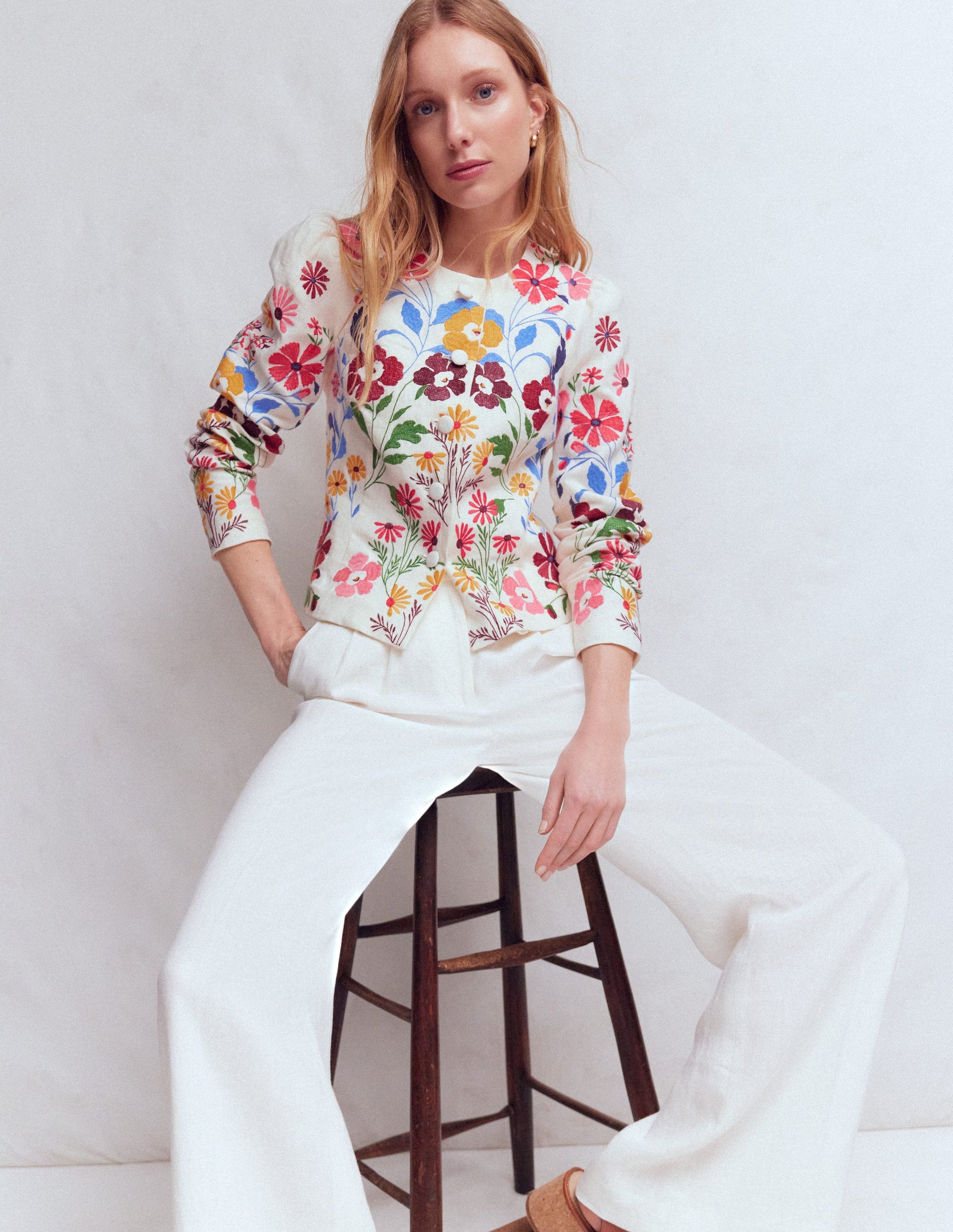 Salisbury Puff Sleeve Jacket-Multi, Embroidery-3
