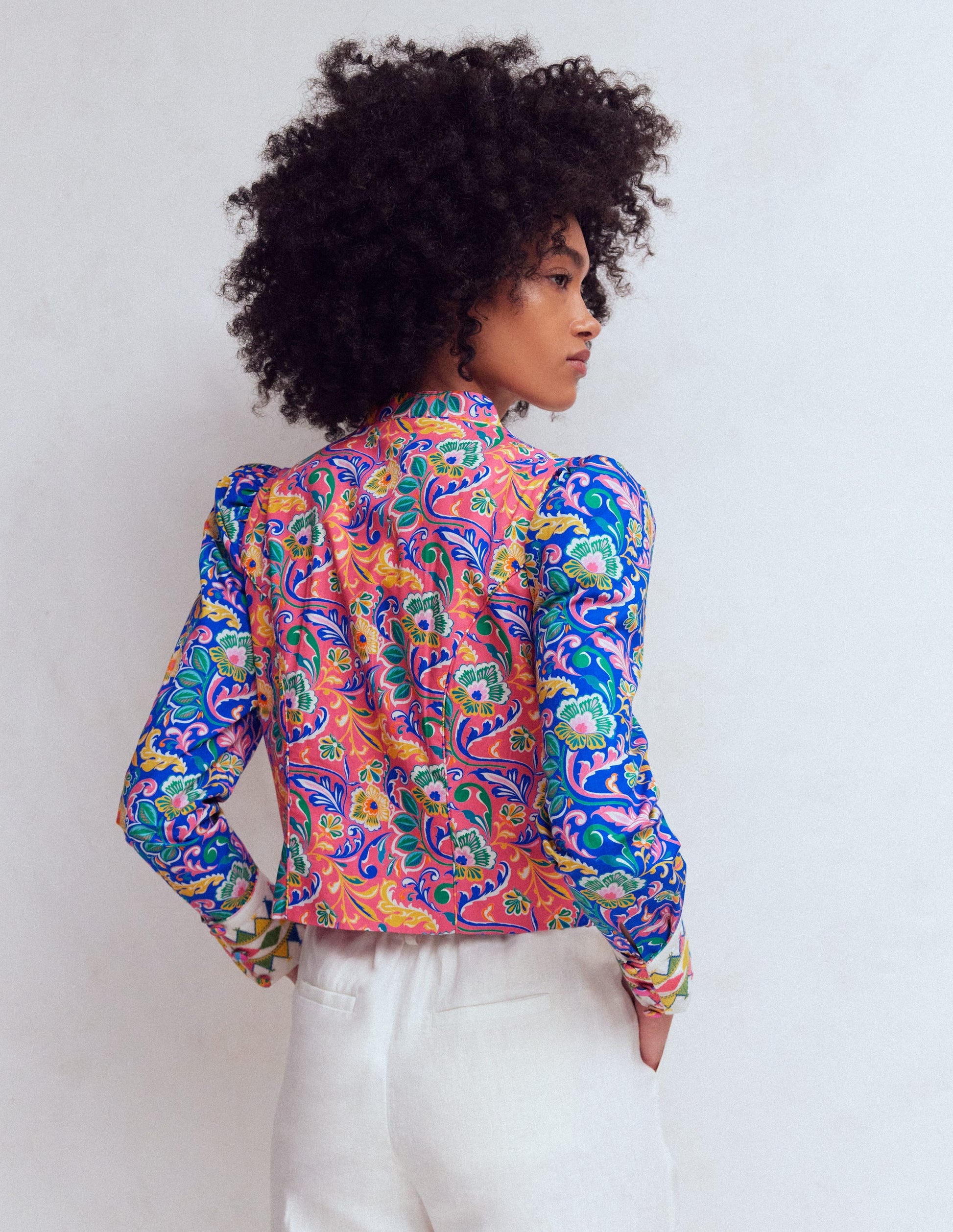 Printed Trim Jacket-Multi, Enchanting Bouquet-3