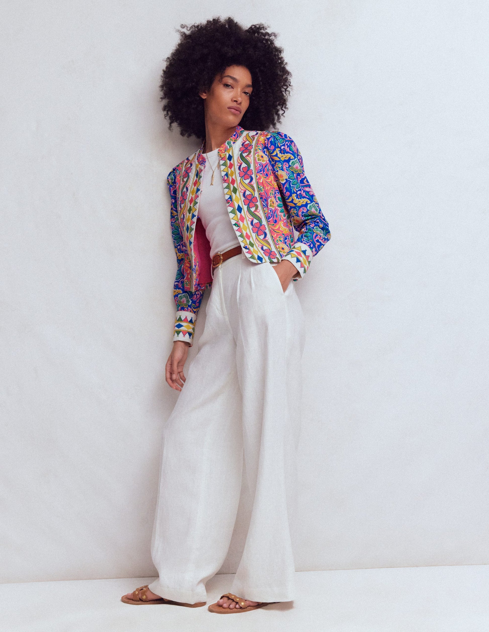 Printed Trim Jacket-Multi, Enchanting Bouquet-4