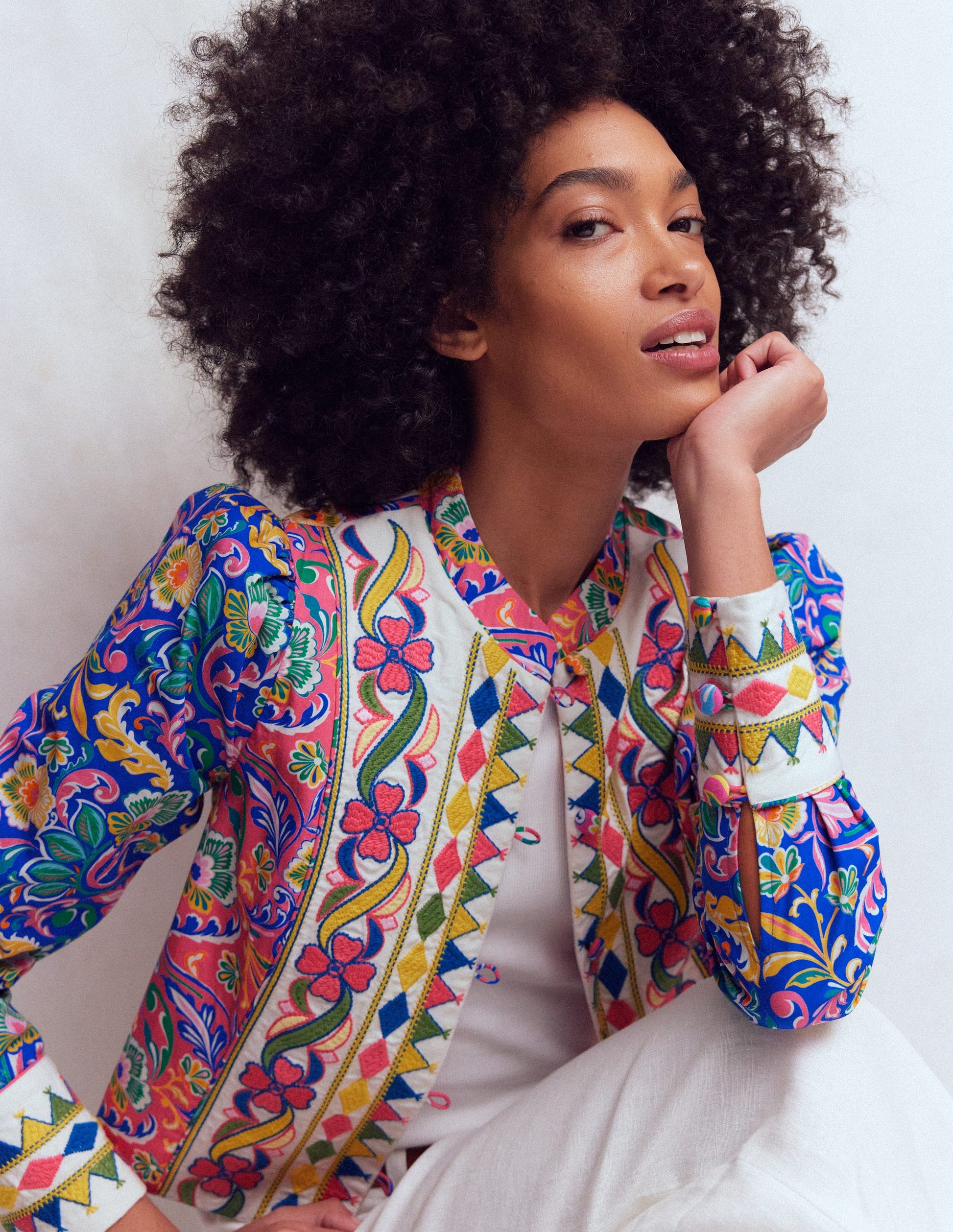 Printed Trim Jacket-Multi, Enchanting Bouquet-6